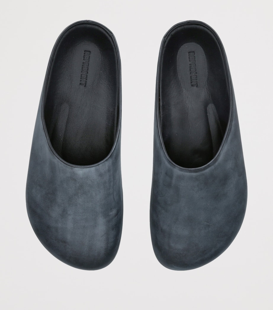 Leather Distressed Mules BLACK Image 4