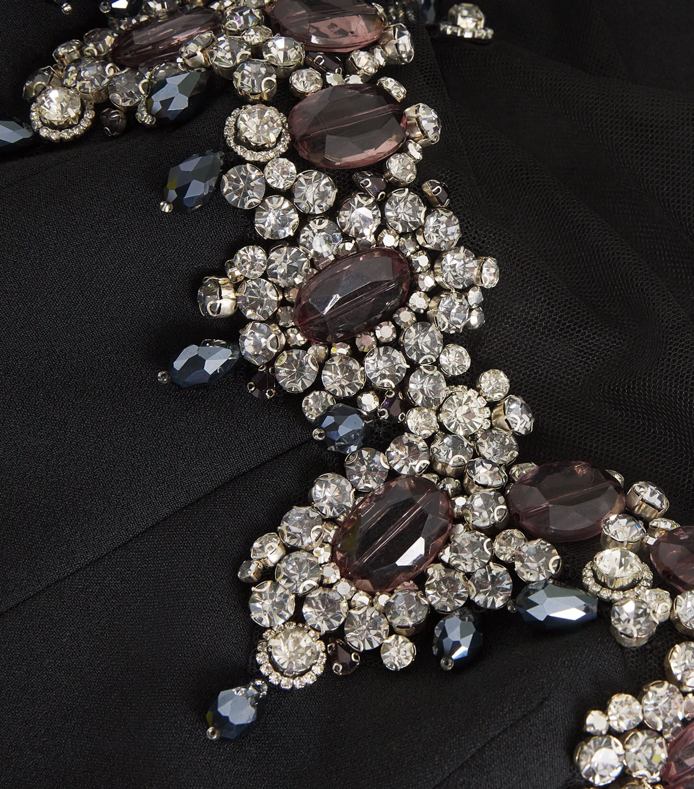 Safiyaa Womens Crystal-Embellished Pelin Dress Black With Gunmetal Image 5