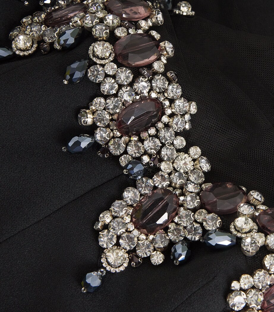 Safiyaa Womens Crystal-Embellished Pelin Dress Black With Gunmetal Image 5