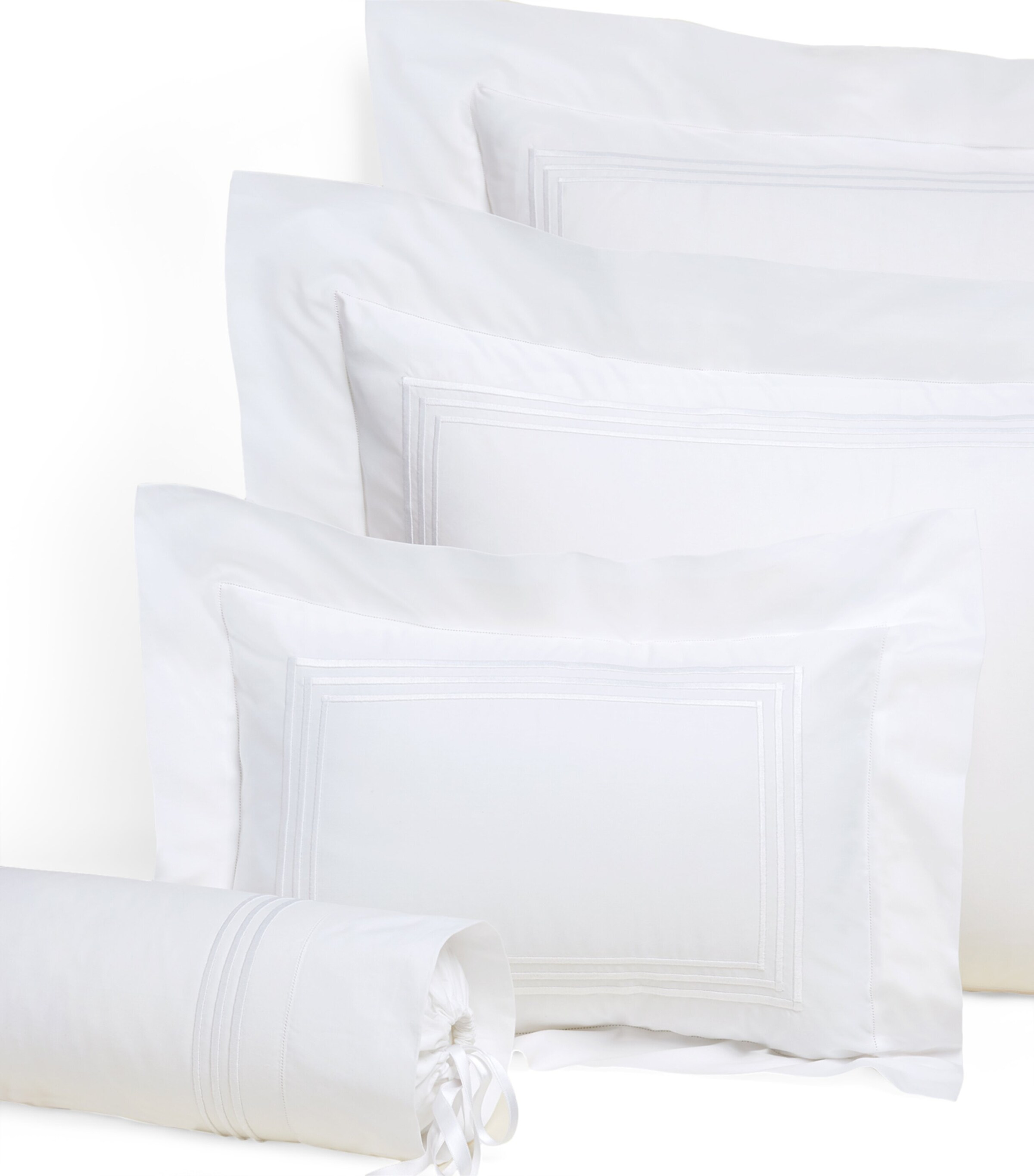 Pratesi Tre Righe Standard Pillowcase (50cm x 75cm) White/white Image 2