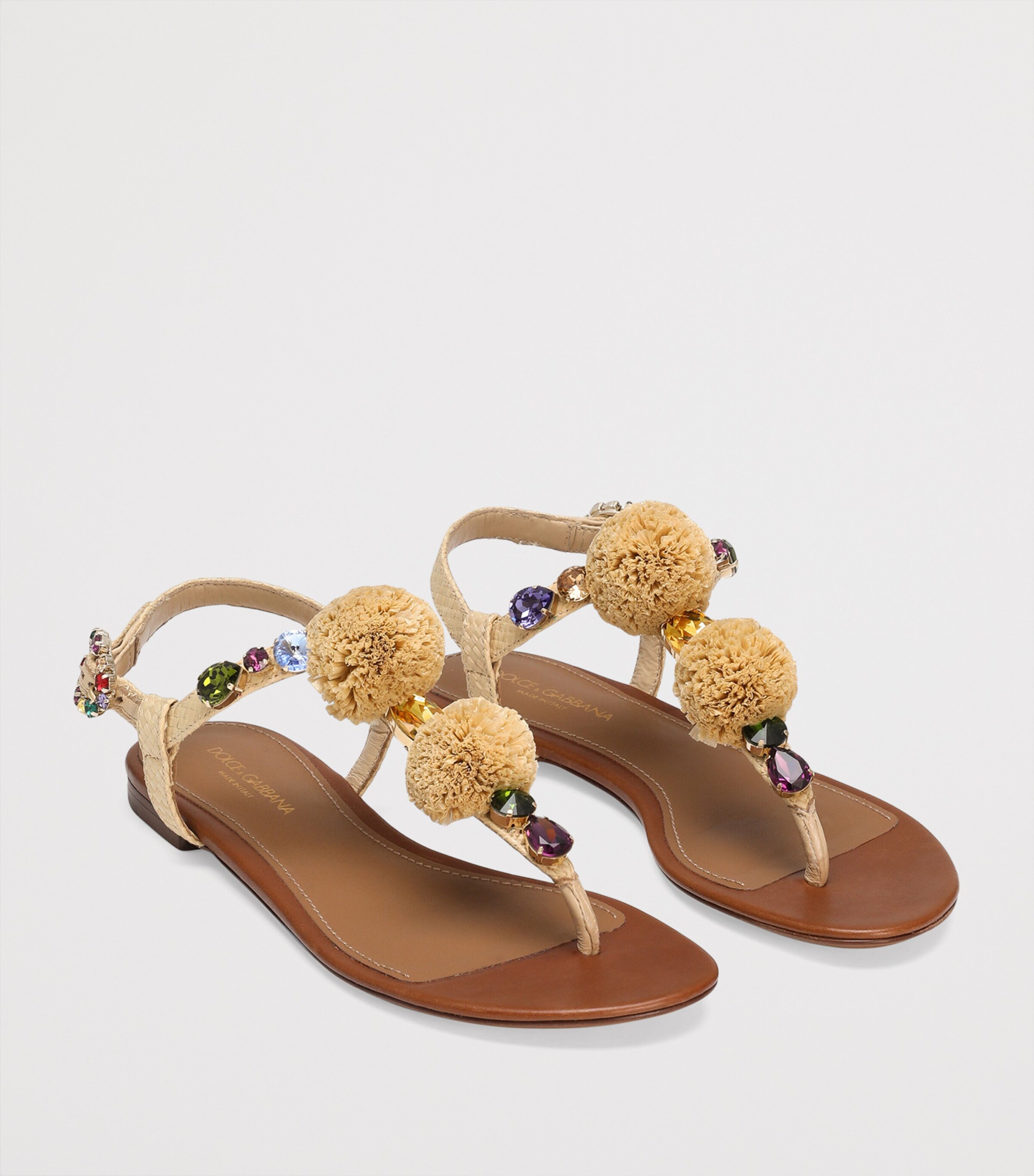 Crochet-Embellished Sandals 8N084-NATURAL/MULTI Image 2