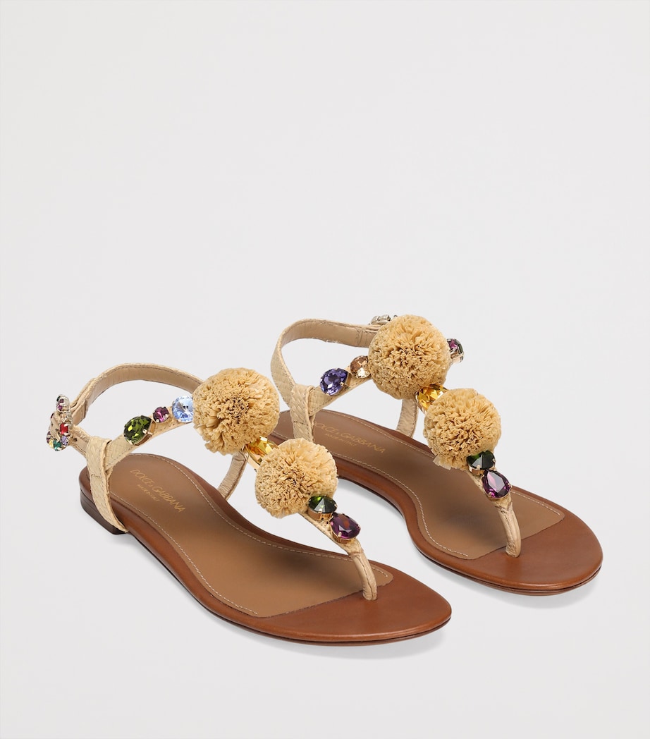 Crochet-Embellished Sandals 8N084-NATURAL/MULTI Image 2