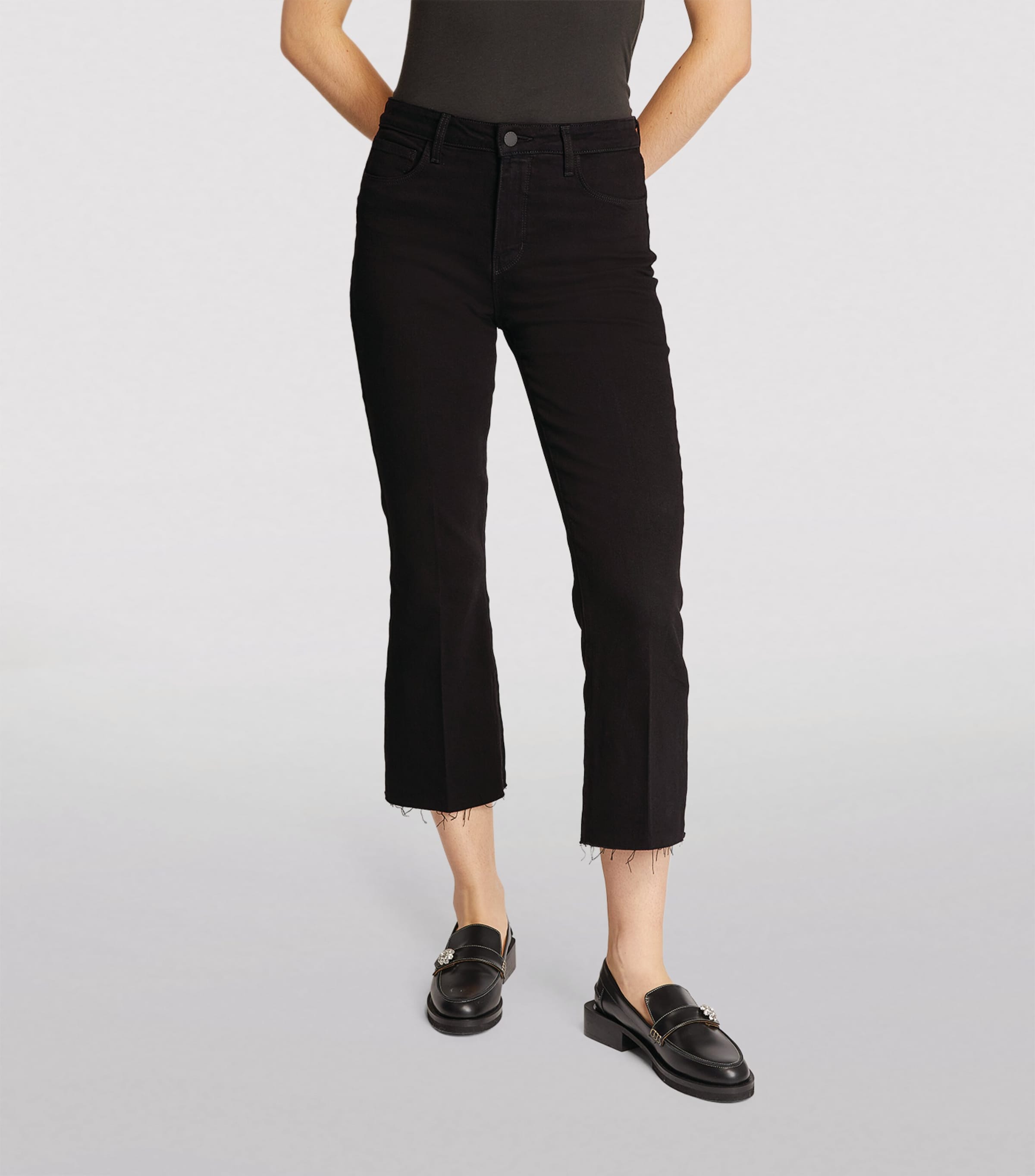 Kendra Cropped Flared Jeans BLACK Image 3