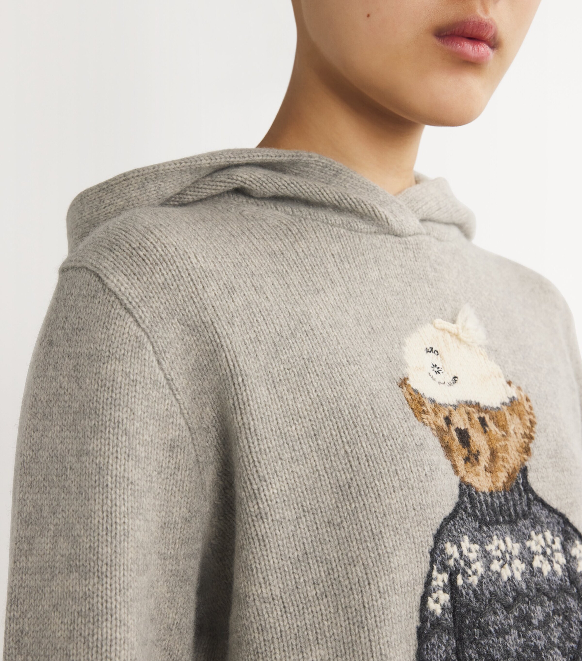 Cotton Polo Bear Sweater NEW GREY HTHR 24 MLT Image 6