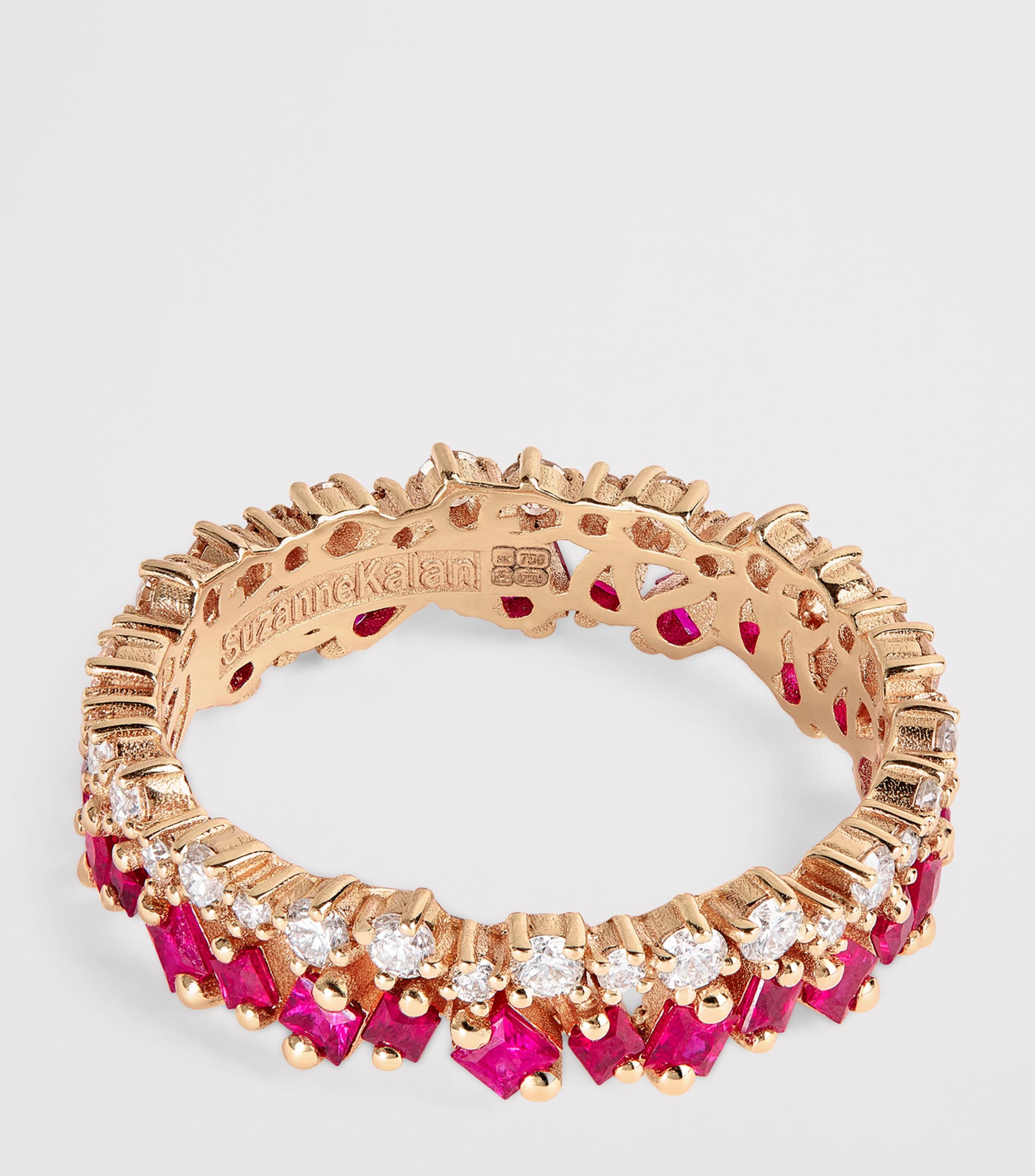 Rose Gold, Diamond and Ruby Princess Eternity Ring 18K RG/R Image 4