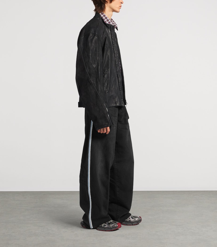 Balenciaga Mens Piping-Detail Wide-Leg Jeans Image 4