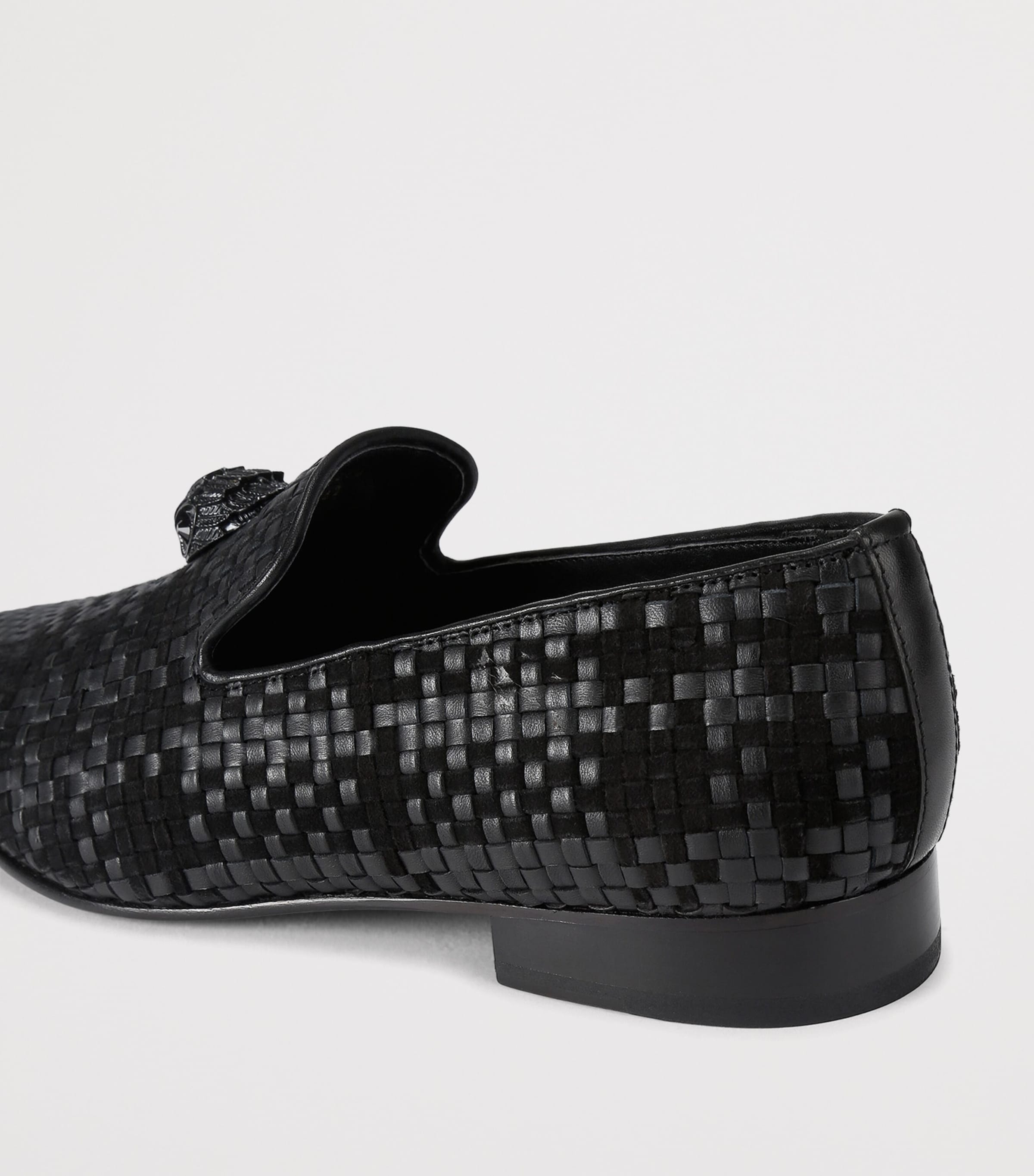Kurt Geiger London Leather Woven Ace Loafers Blk/other Image 3