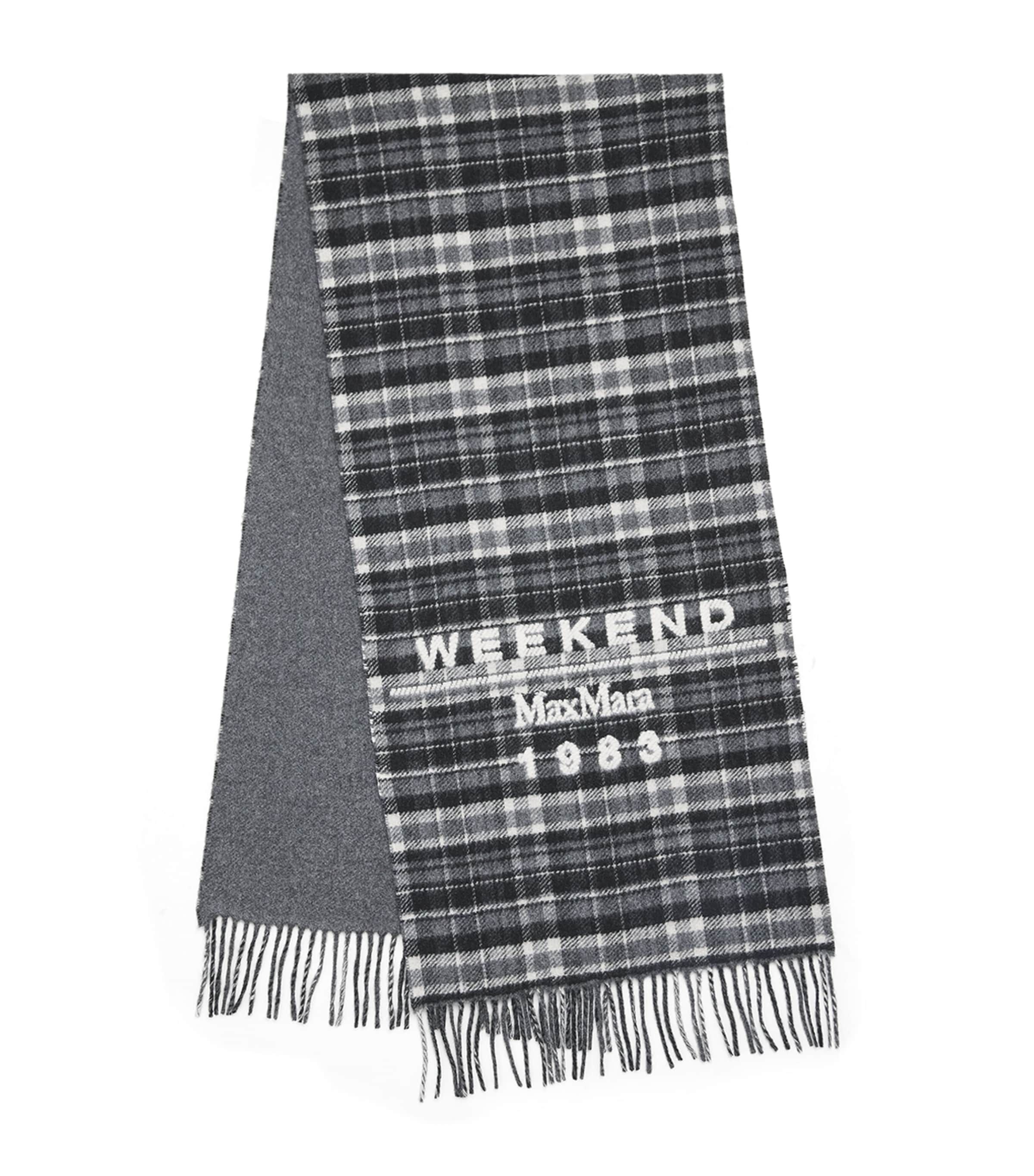 Weekend Max Mara Wool-blend Check Stole Scarf In Gray