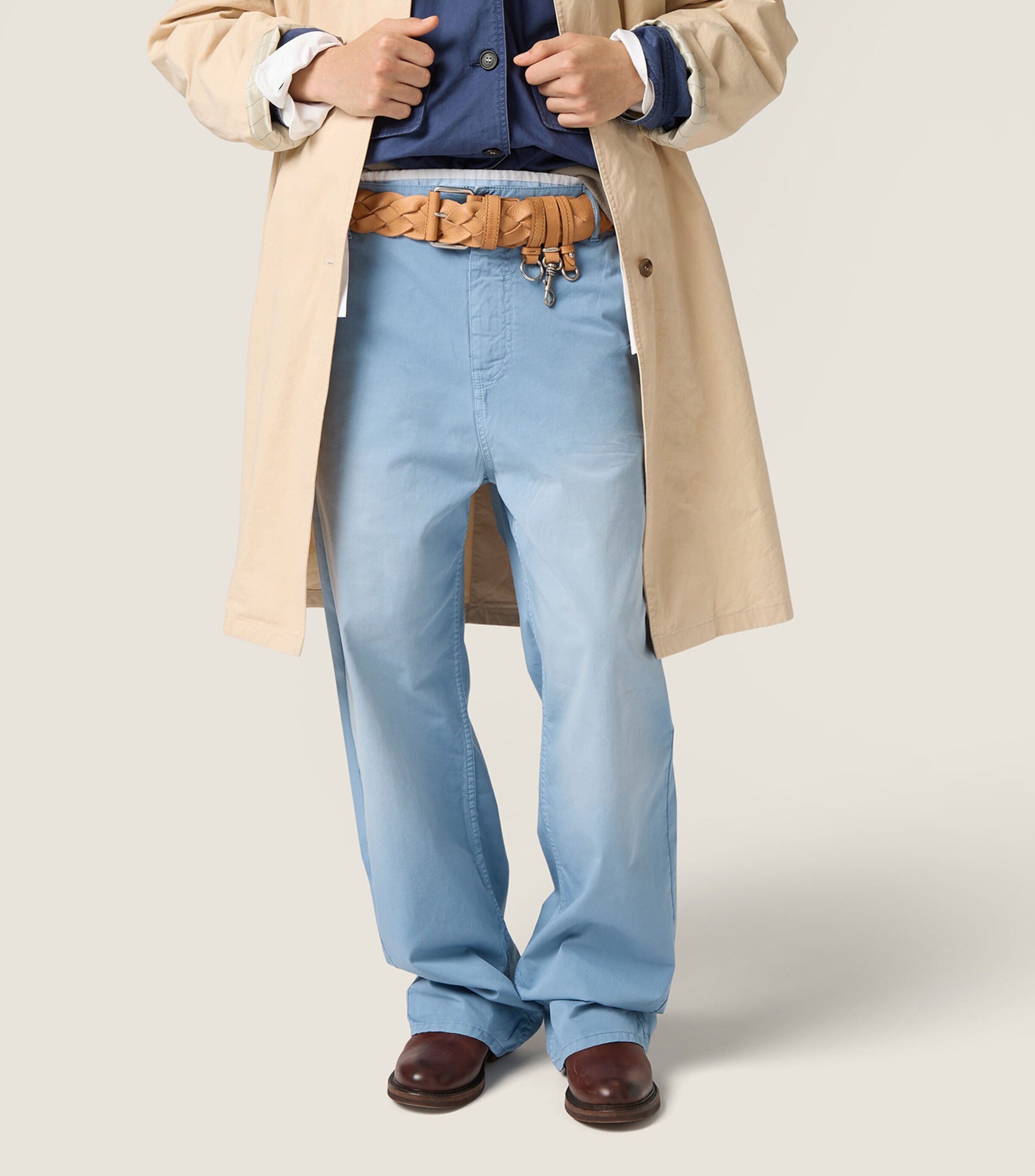 Miu Miu Garment-Dyed Wide-Leg Chinos Light Blue Image 5