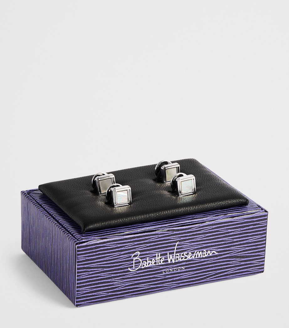 Babette Wasserman Rhodium-Plated Celtic Mother of Pearl Cufflinks Set Mother Of Pearl Image 3