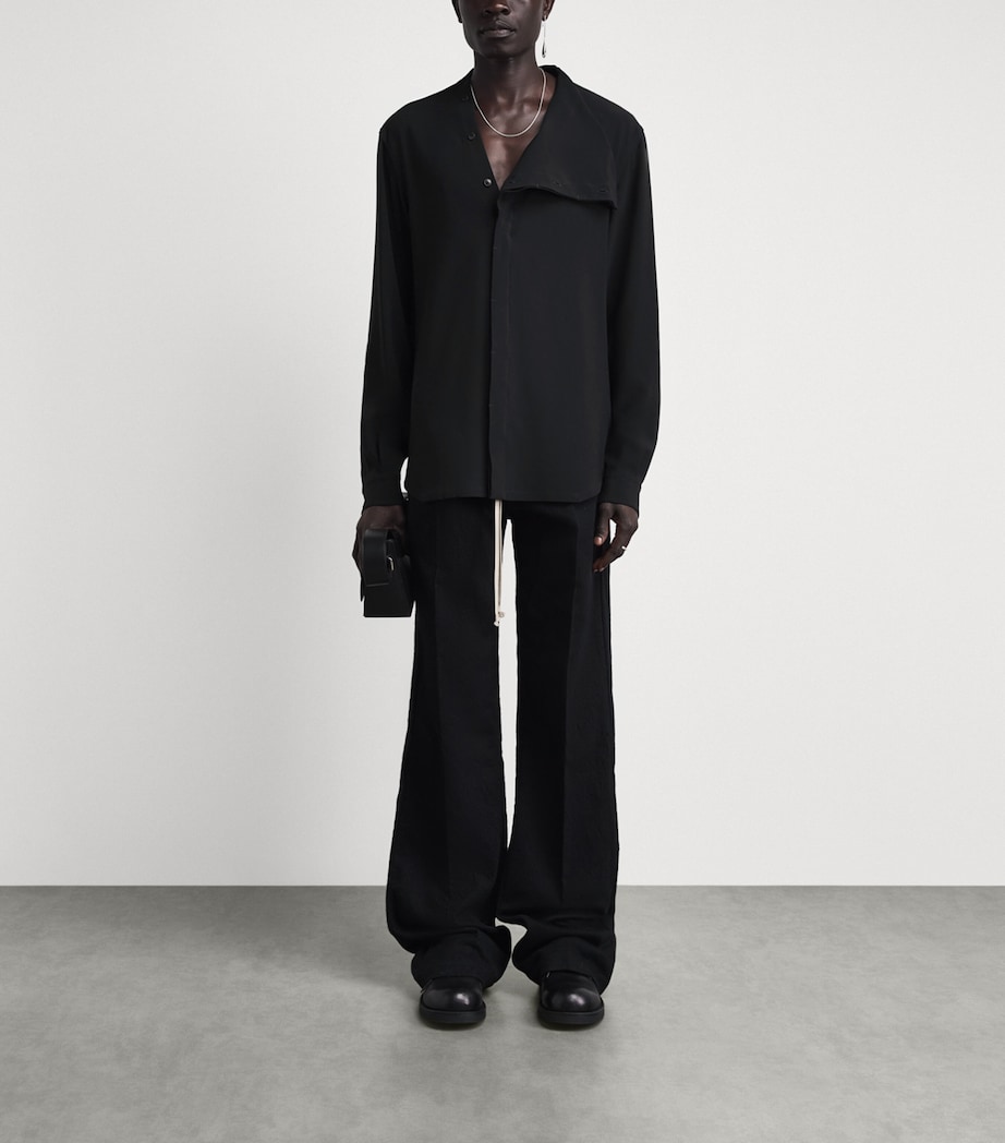 Rick Owens Mens Cady Draped Island Shirt Black Image 2