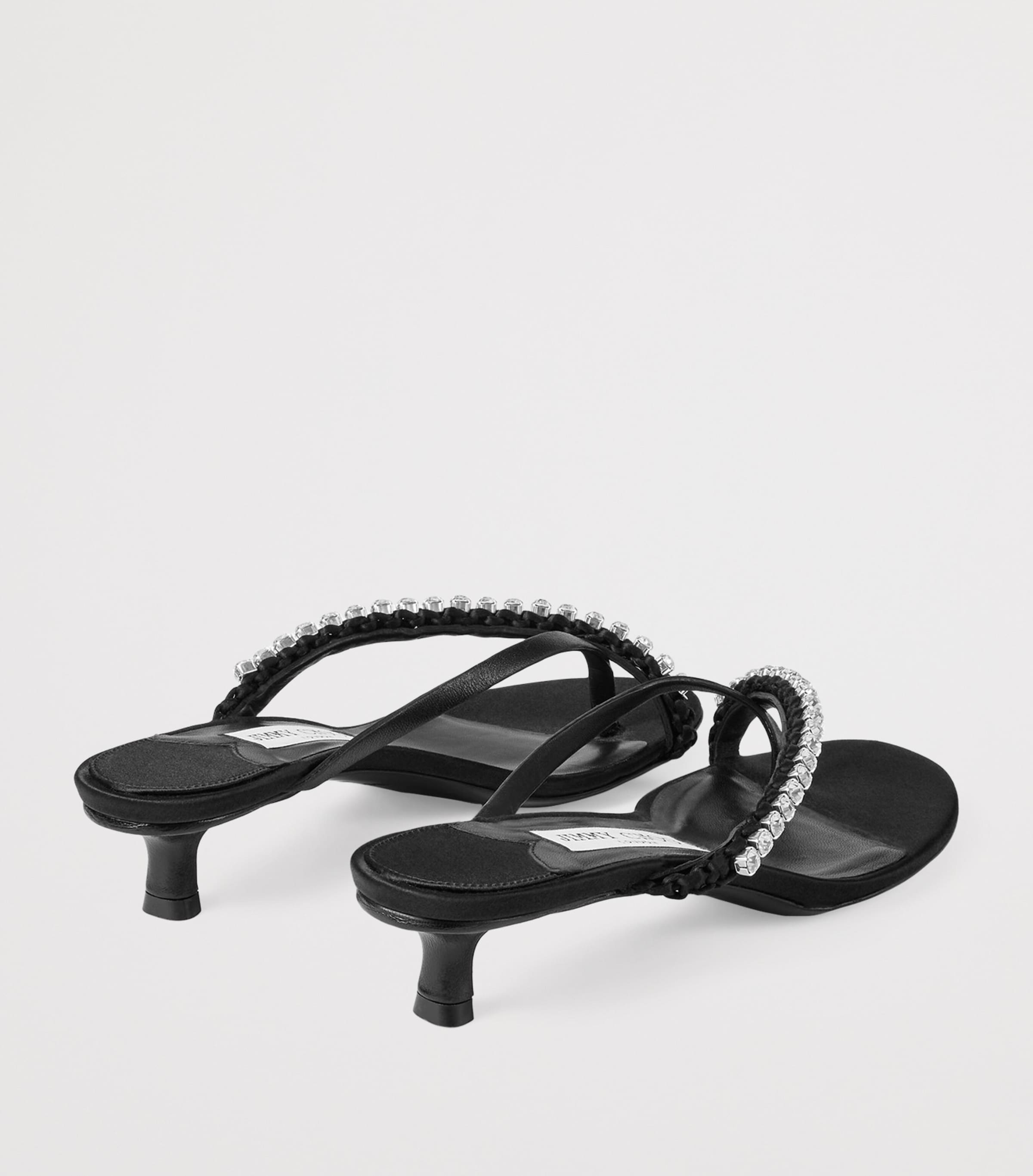Dila 35 Leather Heeled Sandals BLACK/CRYSTAL Image 3