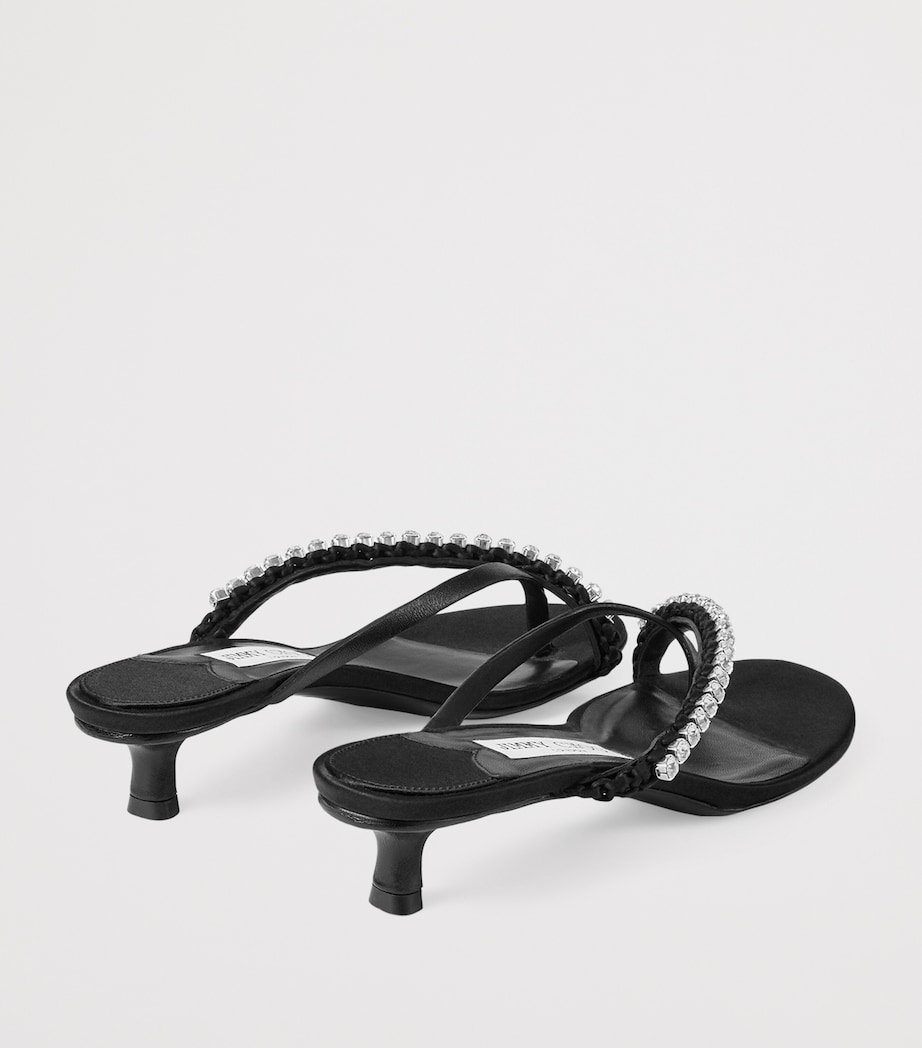 Dila 35 Leather Heeled Sandals BLACK/CRYSTAL Image 3