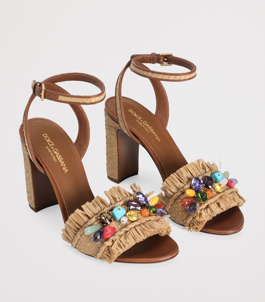 Raffia Embellished Heeled Sandals 90 8W059-SABBIA Image 2