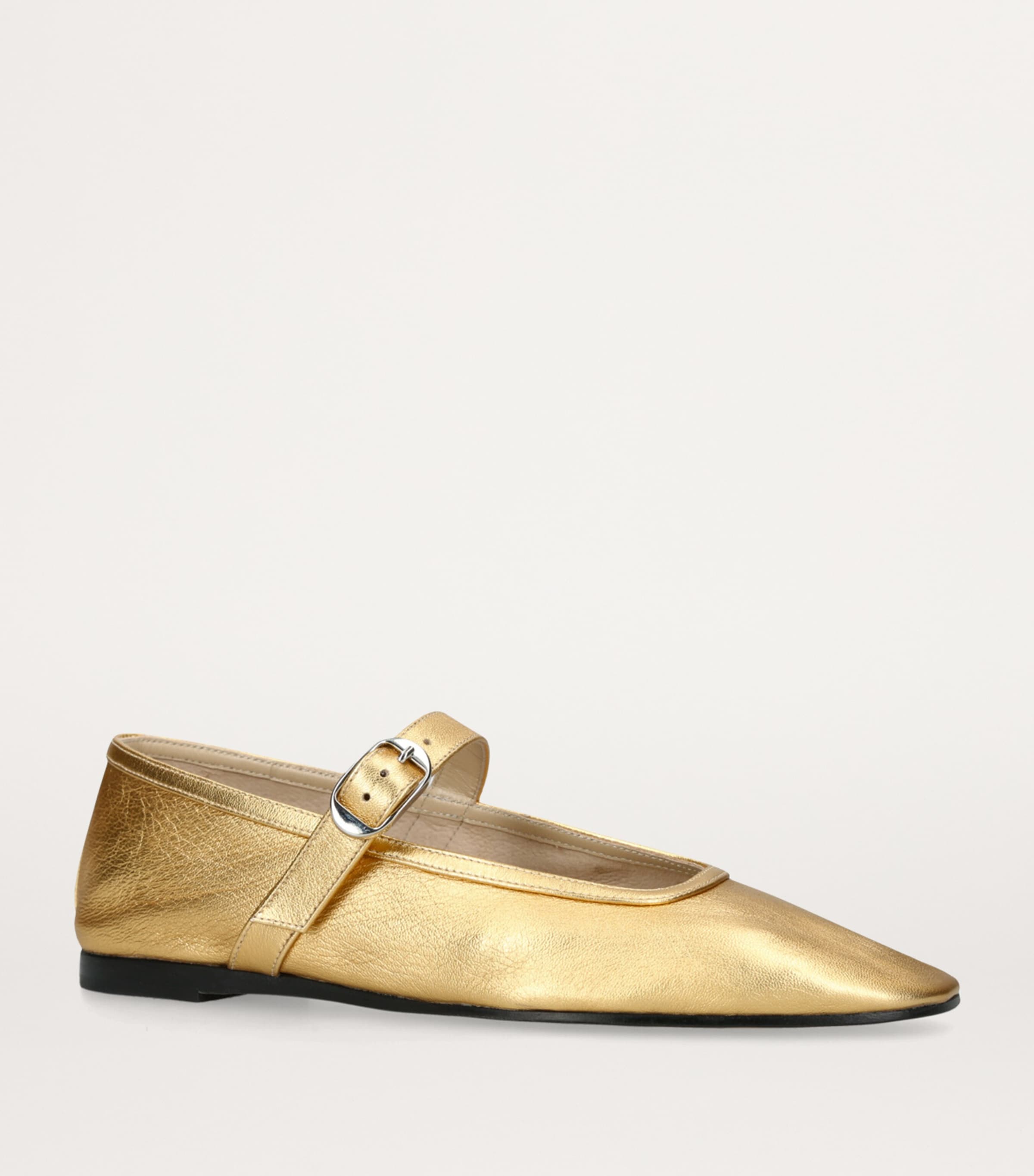 Le Monde Beryl Leather Metallic Mary Jane Ballet Flats Gold Image 3