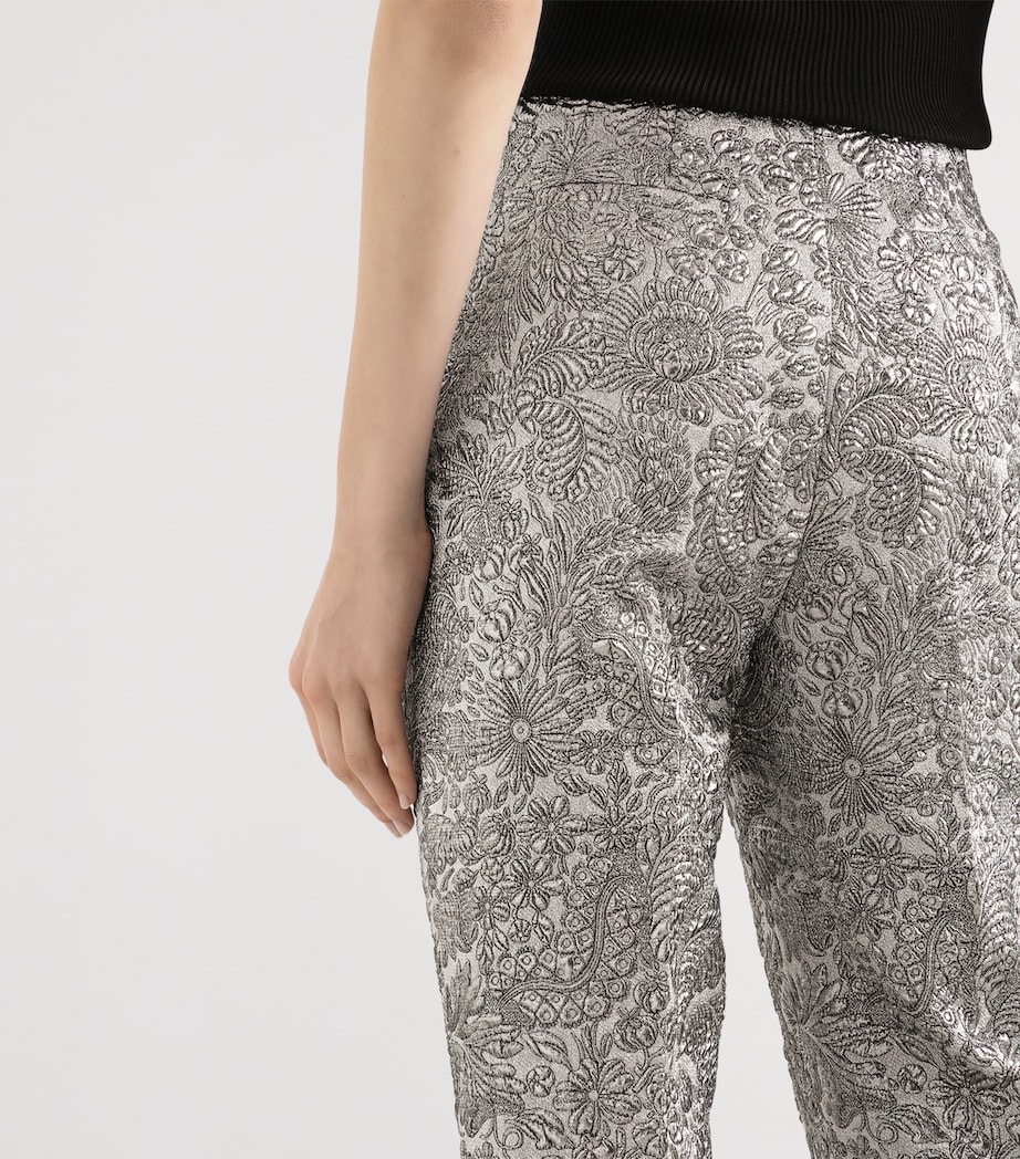 Floral Jacquard Cigarette Trousers S0998-SILV Image 5