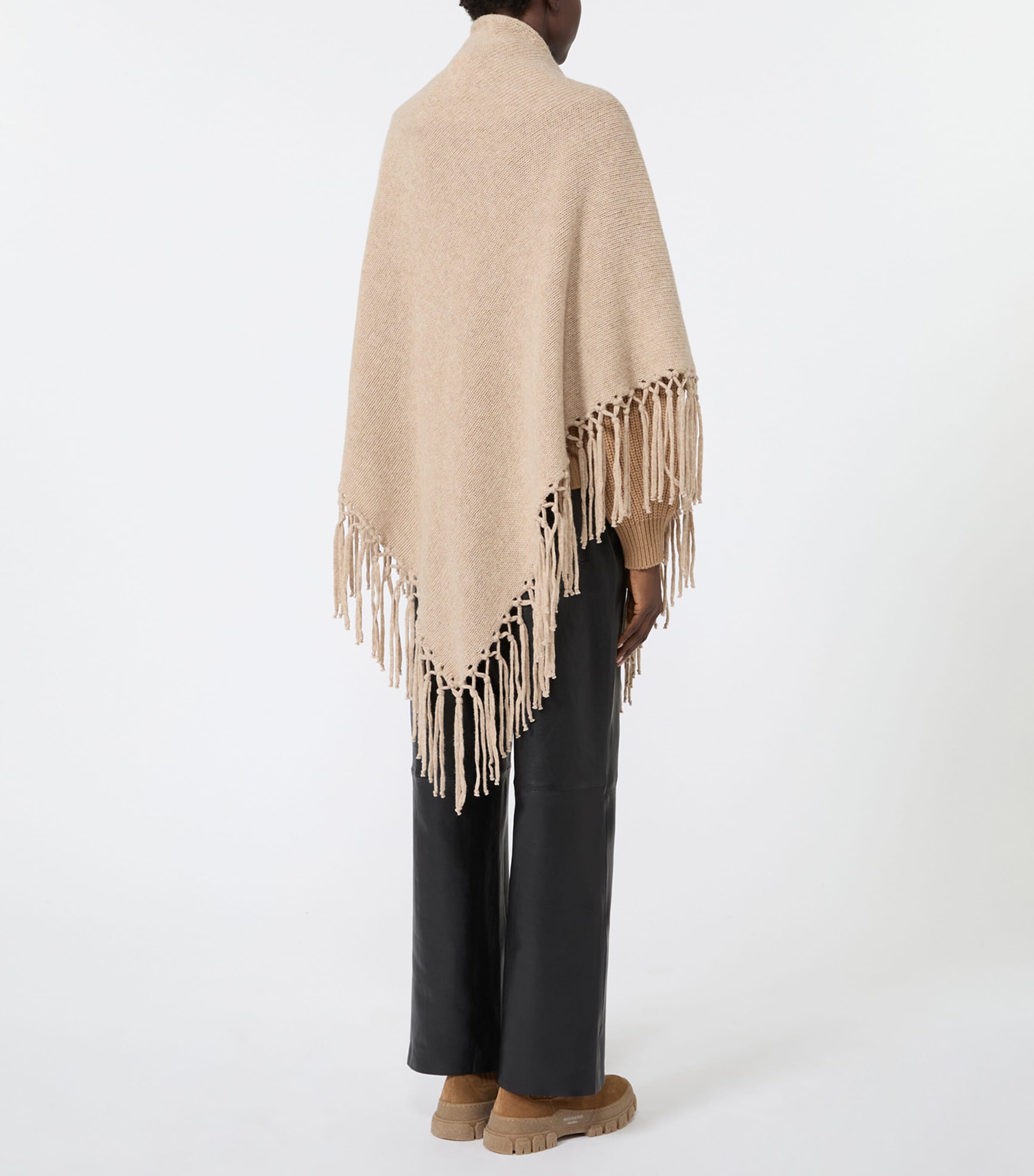 Weekend Max Mara Womens Virgin Wool Fringed Shawl Caramel Image 3