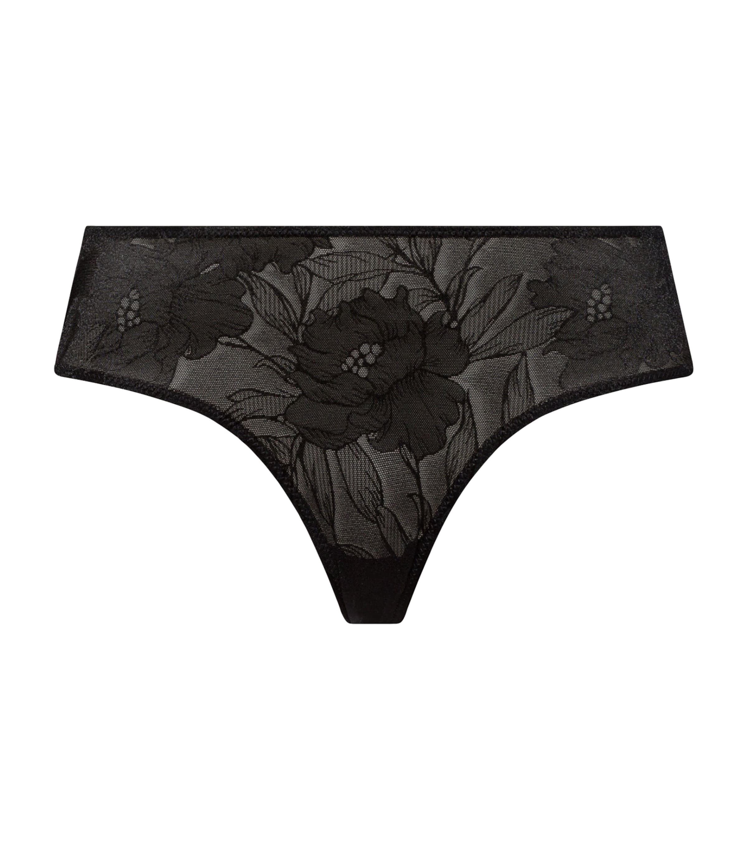 Shop Hanro Floral Jacquard Tina Midi Briefs In Black