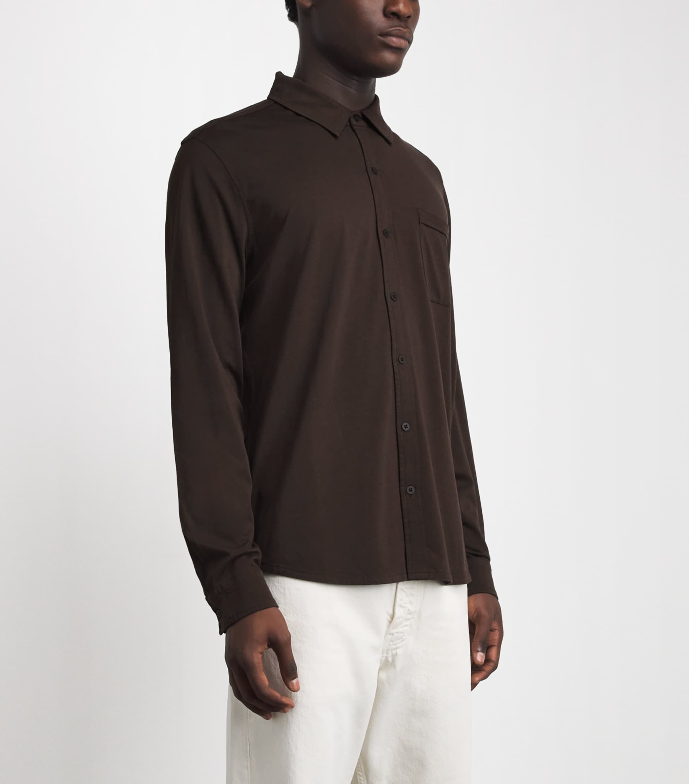 PAIGE Mens Pima Cotton Cosgrove Shirt Dark Agar Image 4