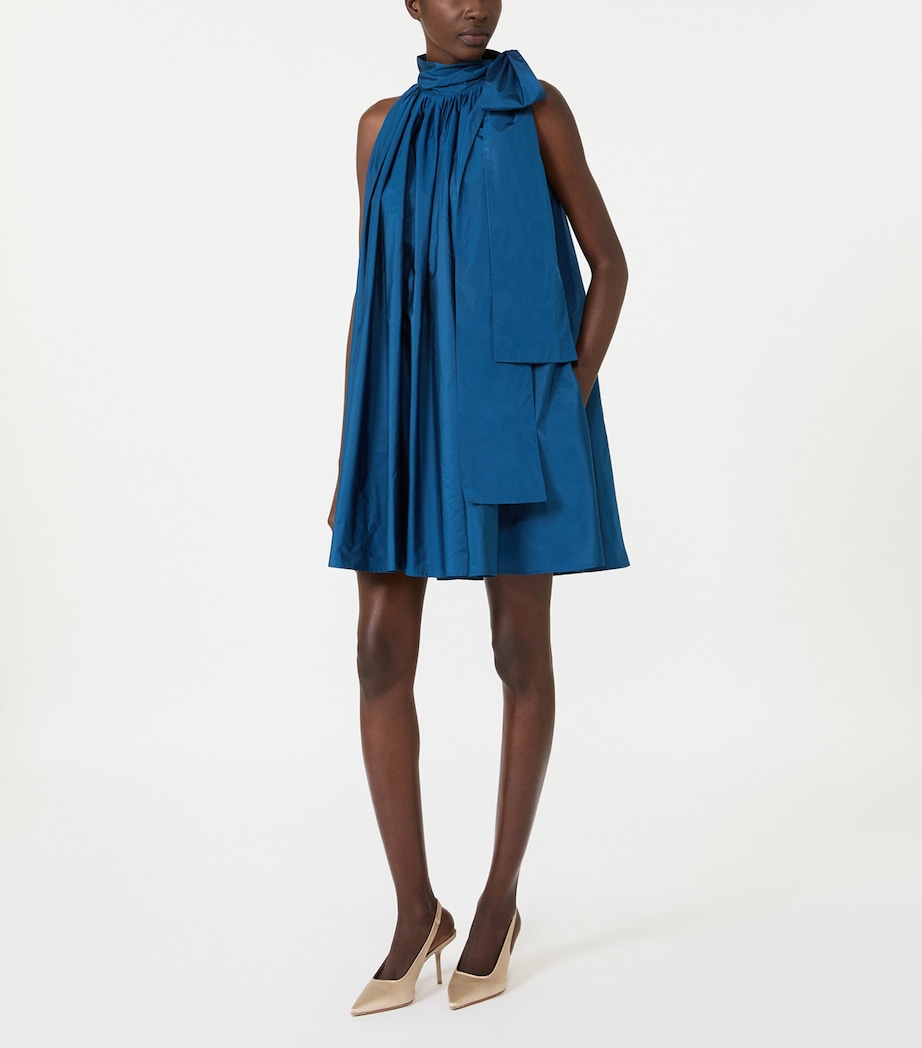 Max Mara Womens Satin Scarf Neck Mini Dress Navy Image 2