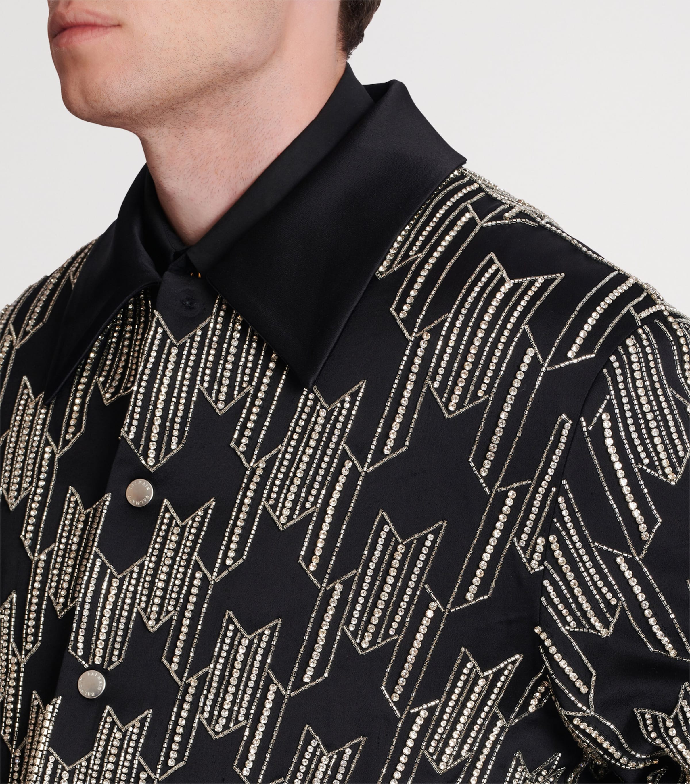 Satin Houndstooth Bomber Jacket EAW NOIR/CRISTAL Image 6