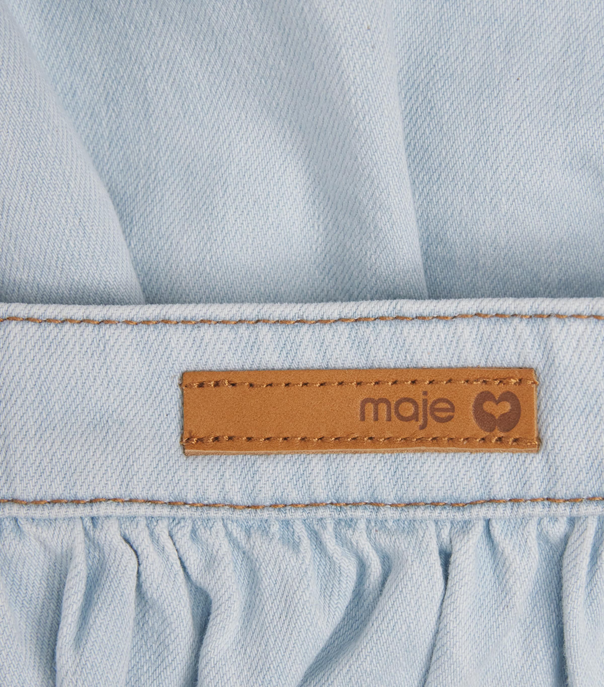 Maje Womens Chambray Bubble-Hem Skort Blue Sky Image 6