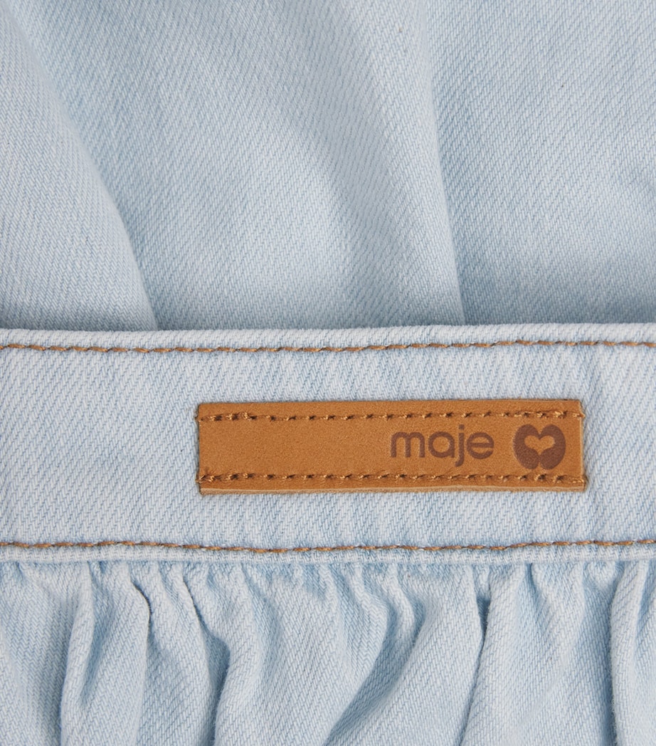 Maje Womens Chambray Bubble-Hem Skort Blue Sky Image 6
