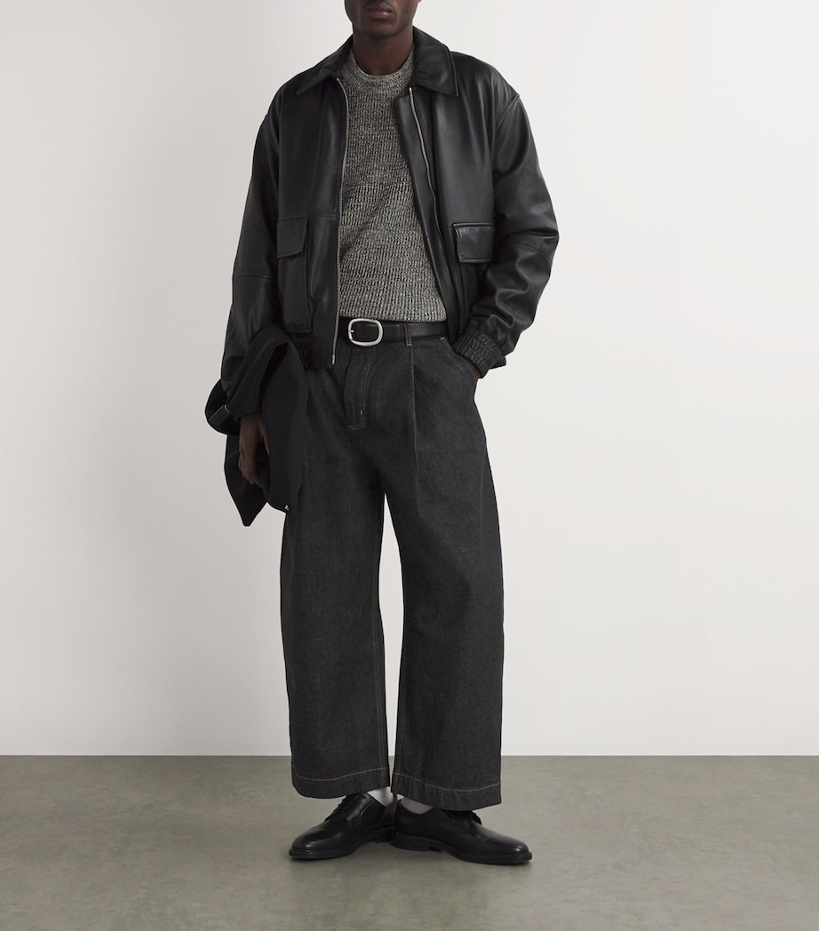 Studio Nicholson Mens Pleated Bridges Wide-Leg Jeans Black Image 2
