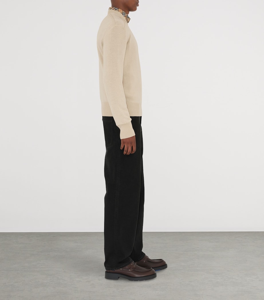 Wool Check Label Sweater NUTMEG Image 3