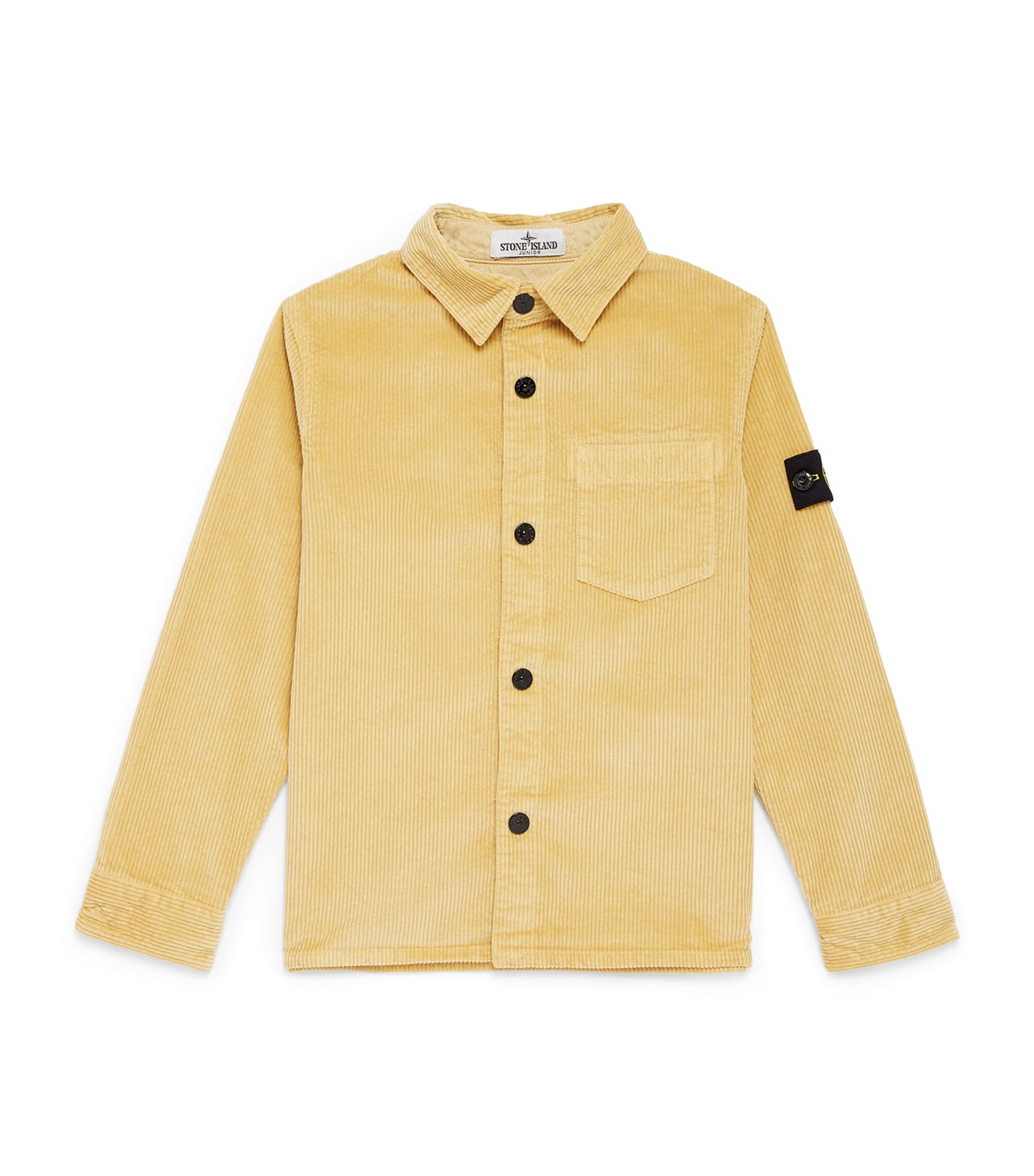 Shop Stone Island Junior Corduroy Compass Patch Shirt In Beige