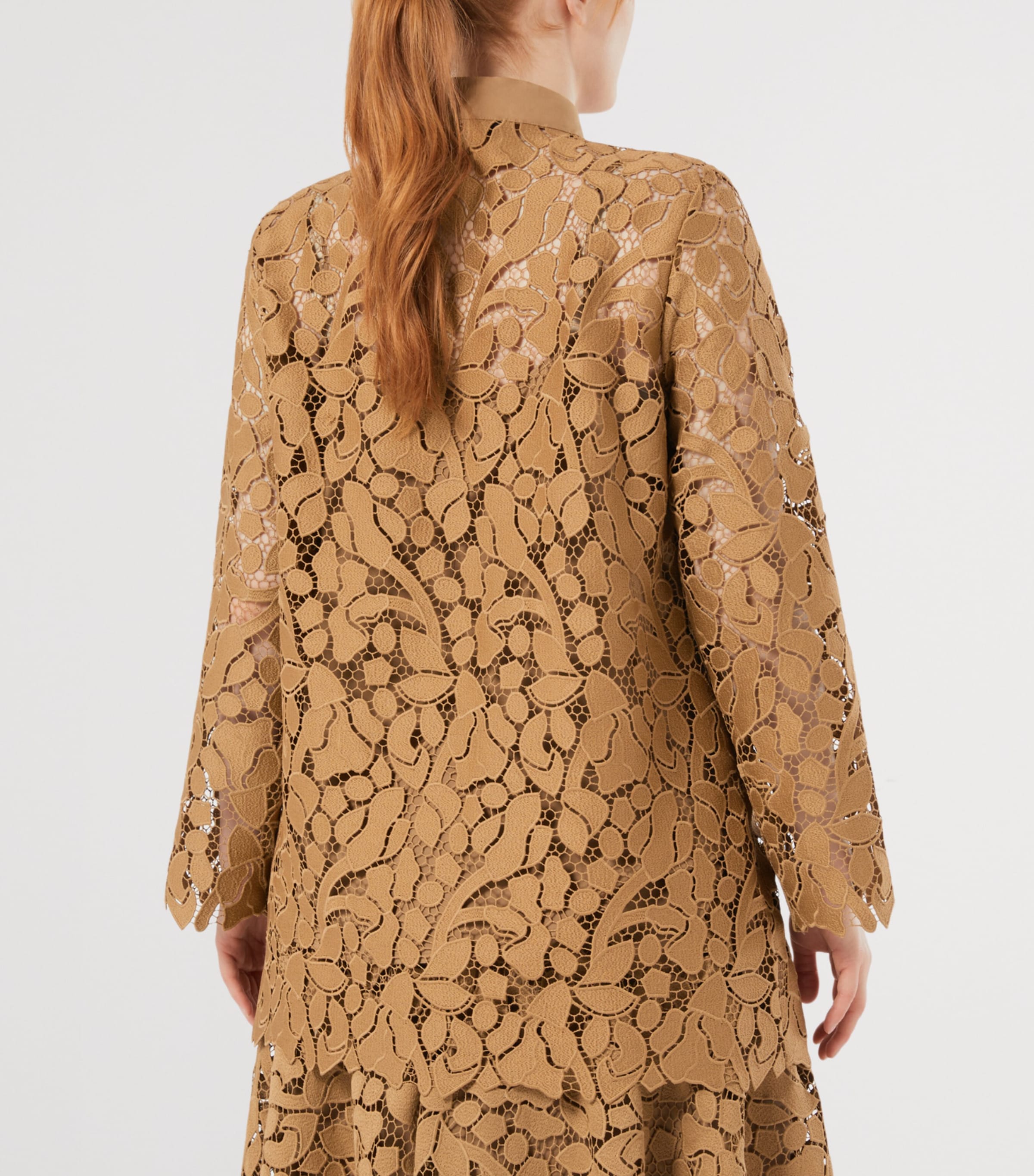 Marina Rinaldi Womens Macramé Lace Shirt Camel Image 3