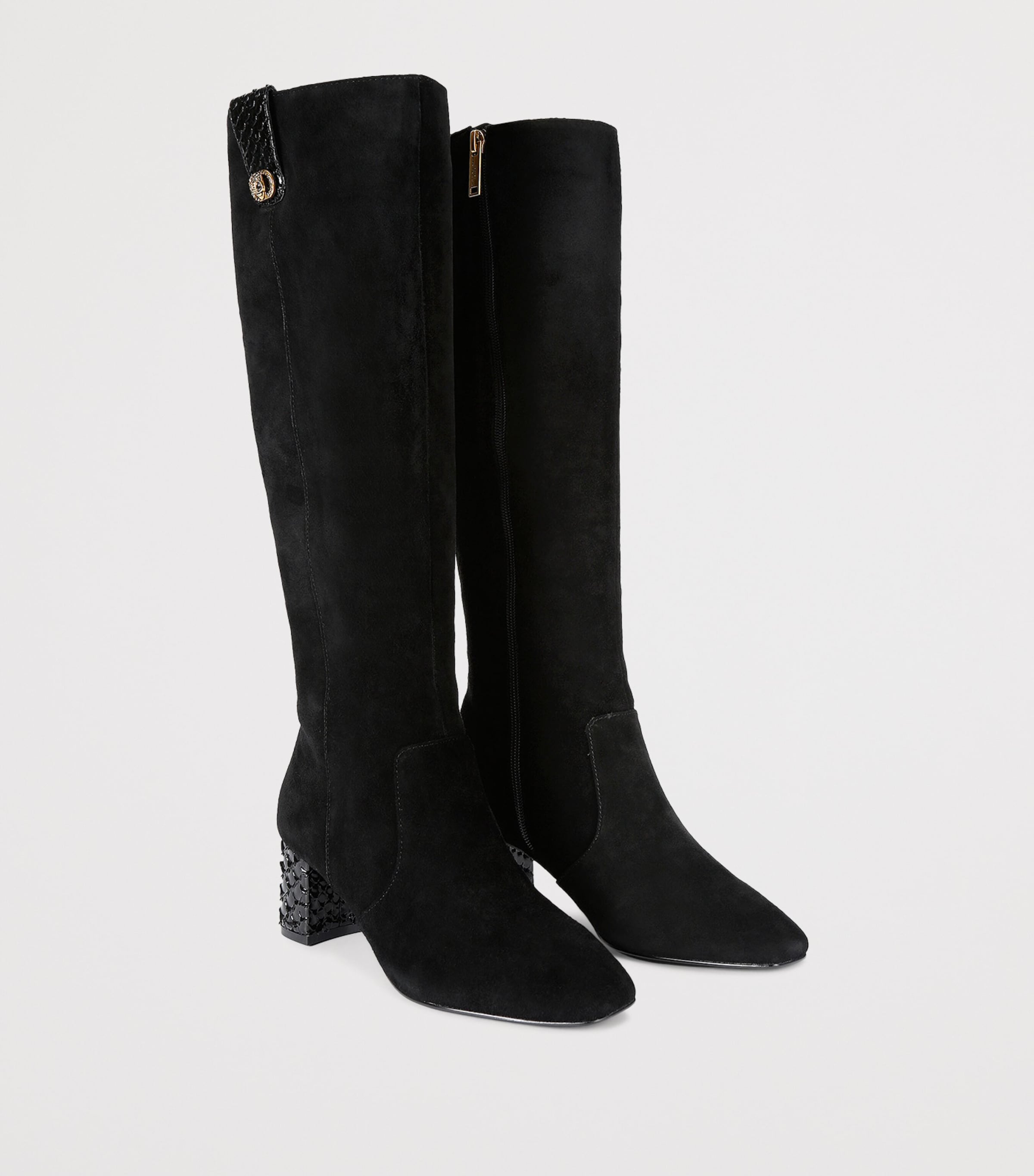 Suede Chelsea Trim Knee-High Boots BLACK Image 4