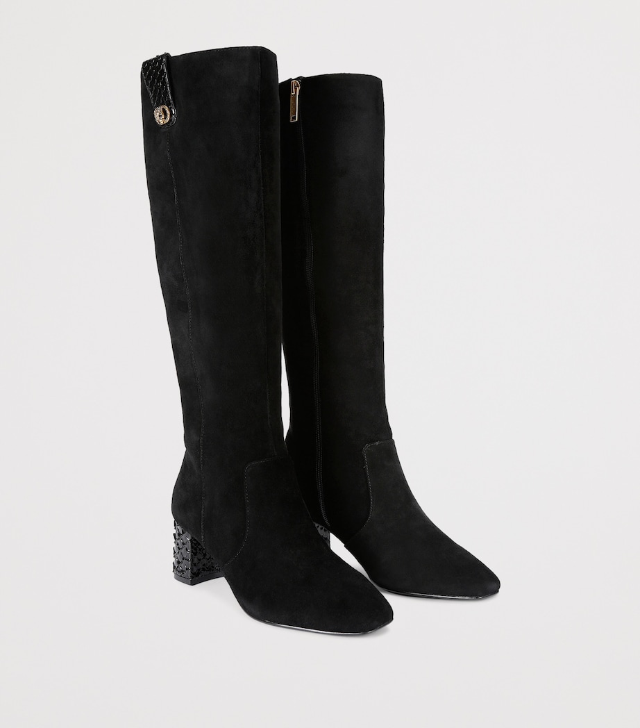 Suede Chelsea Trim Knee-High Boots BLACK Image 4