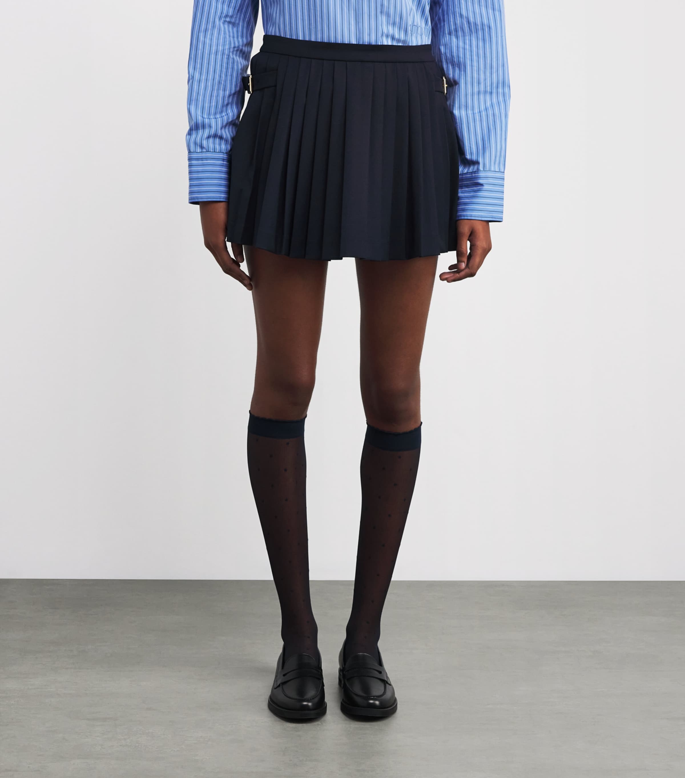 Pleated Mini Skirt NAVY BLUE Image 3