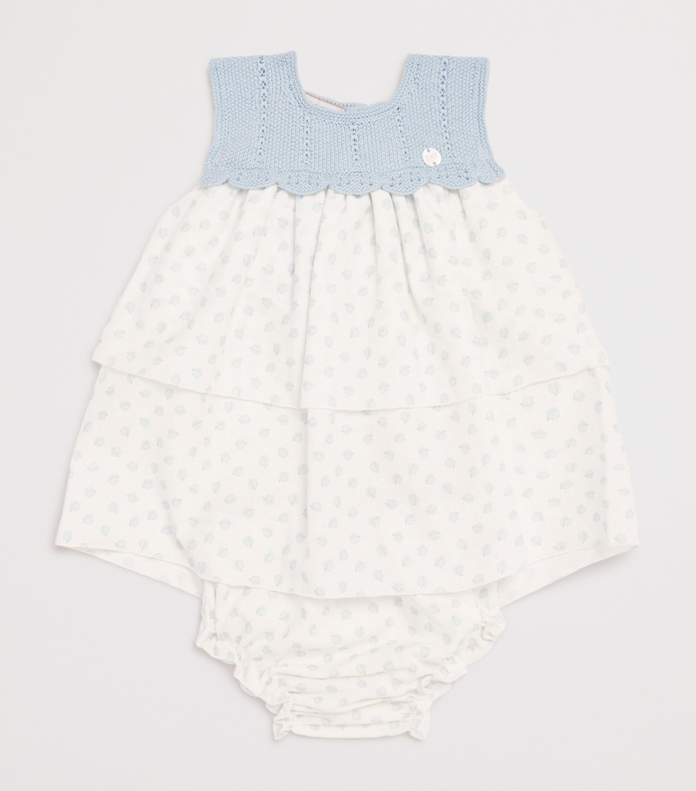 Cotton Knitted Dress and Bloomers Set (1-24 Months) 092 H82 BREEZE BLUE Image 3