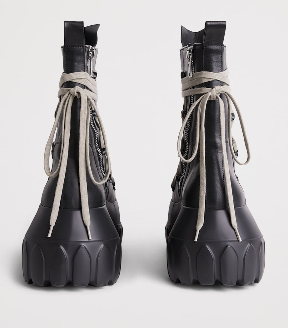 Rick Owens Leather Megalace Mega Tractor Boots Black/pearl Image 5