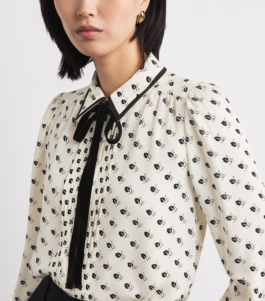 Silk Printed Blouse LIGHT CREAM/BLACK Image 6