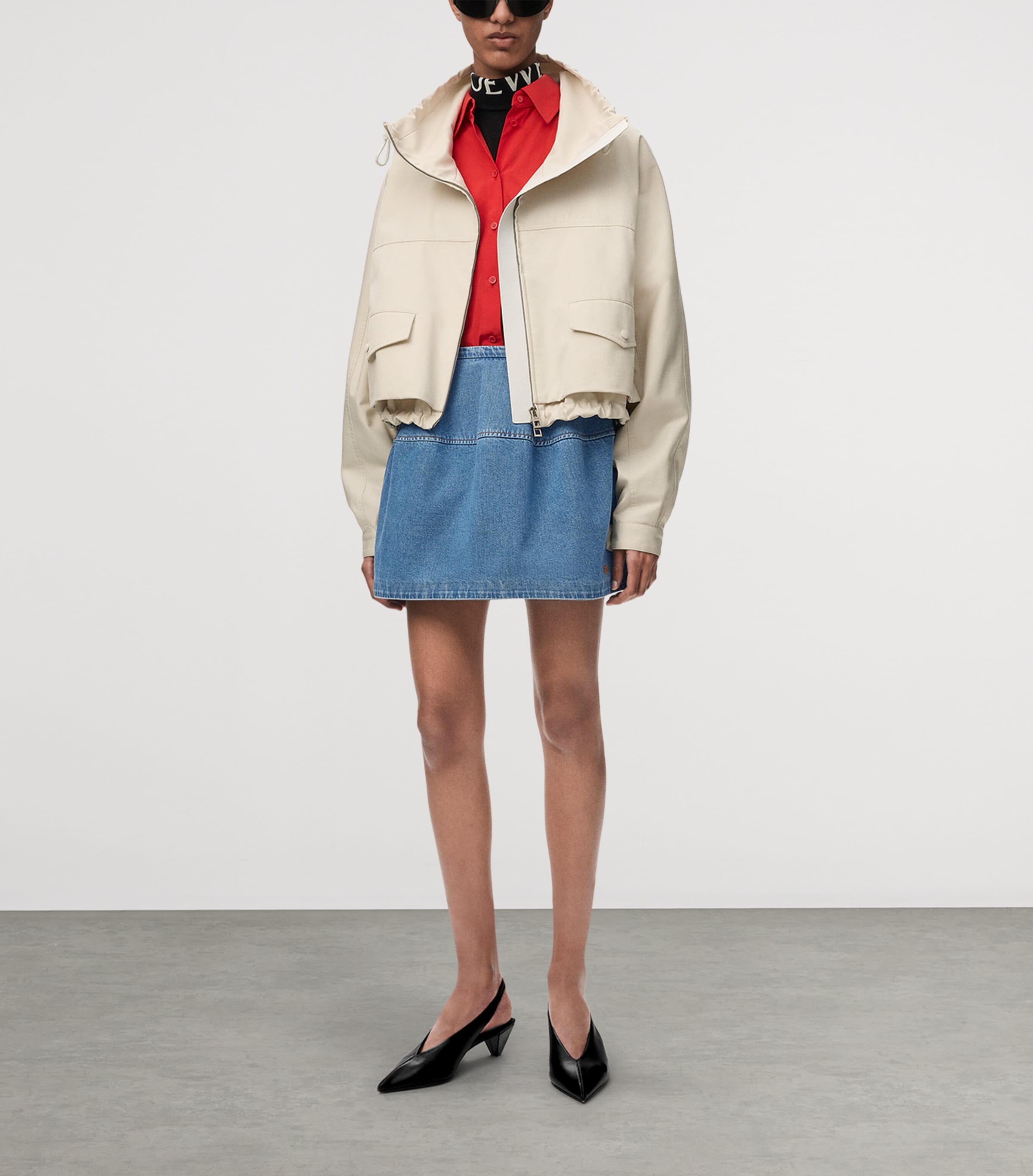 LOEWE Womens Balloon Denim Mini Skirt Light Blue Image 2