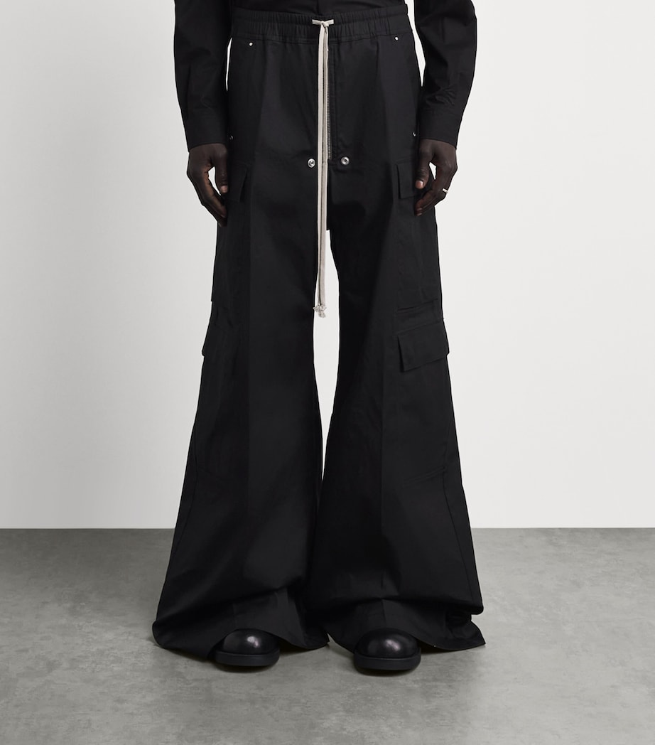 Rick Owens Mens Stretch-Cotton Wide-Leg Cargobelas Trousers Black Image 4
