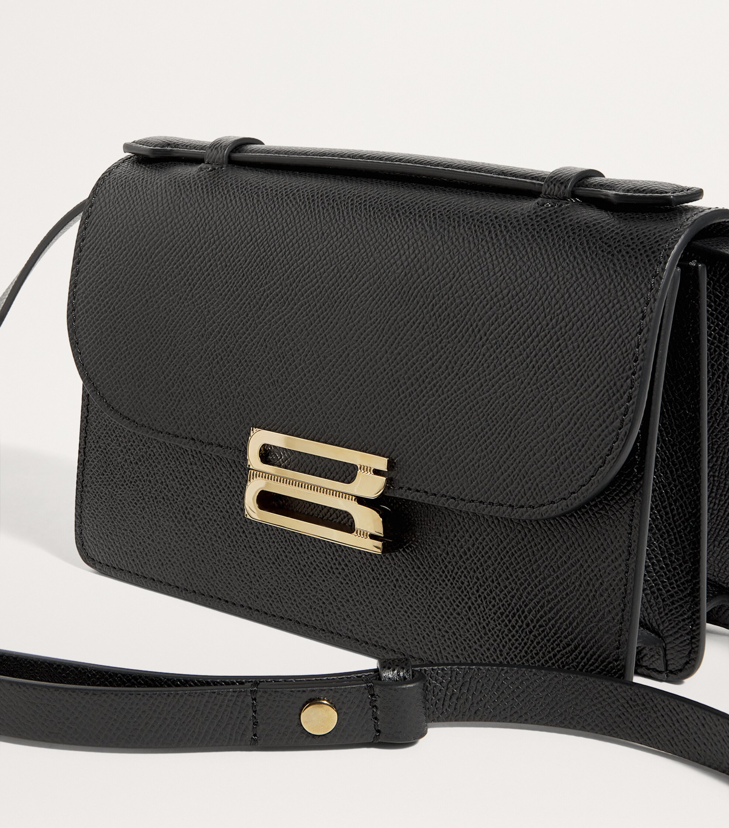 Victoria Beckham Mini Leather B Buckle Top-Handle Bag Black Image 6