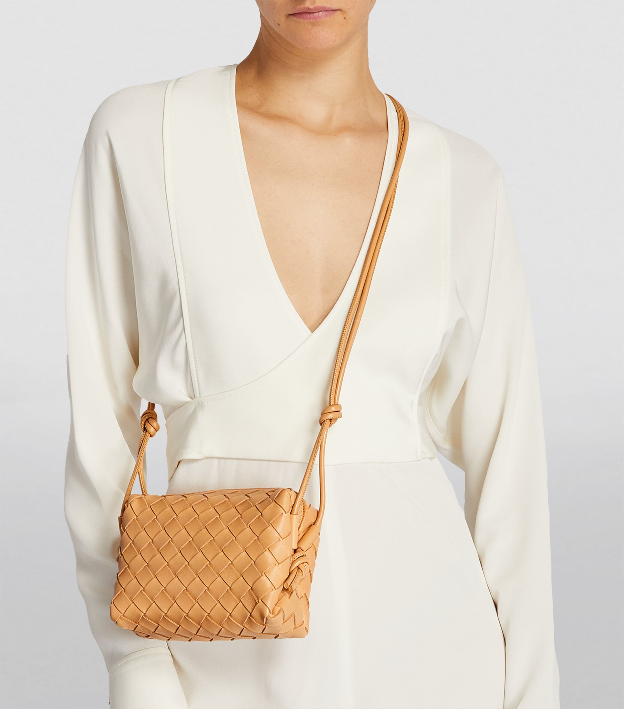Bottega Veneta Mini Leather Intrecciato Loop Cross-Body Bag Bottega Veneta Mini Leather Intrecciato Loop Cross-Body Bag