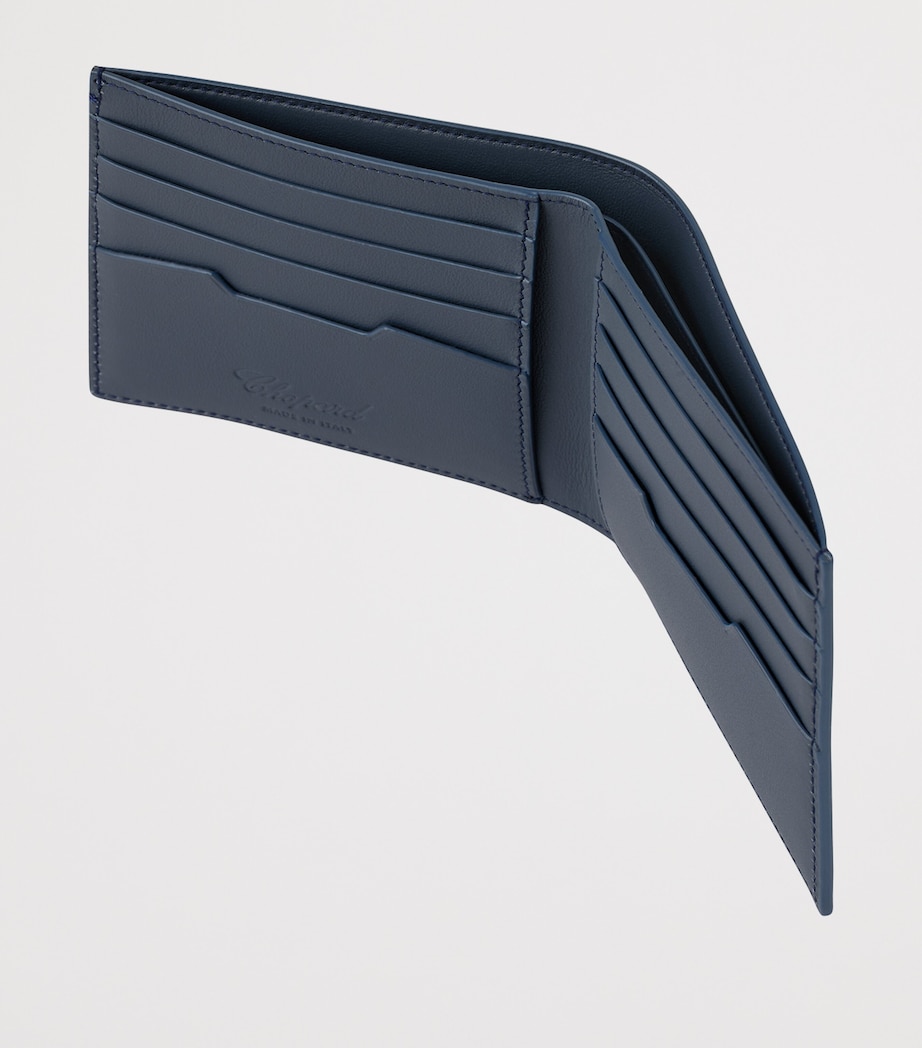 Small Leather Racing Bifold Wallet BLUE Image 3