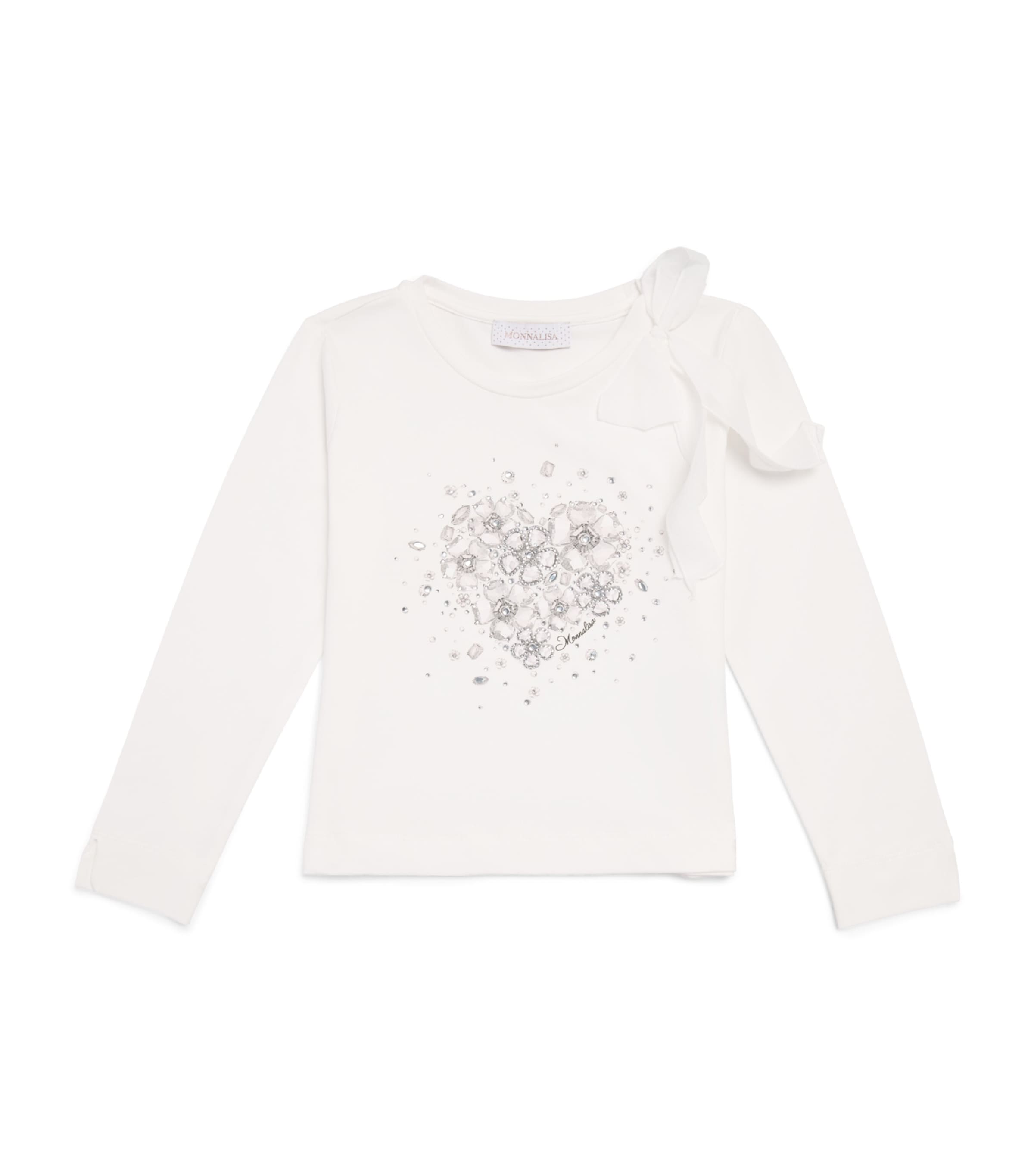 Monnalisa Heart Graphic T-Shirt (4-12 Years) Panna Image 1