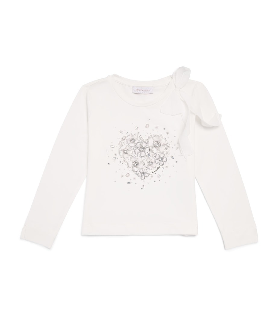 Monnalisa Heart Graphic T-Shirt (4-12 Years) Panna Image 1