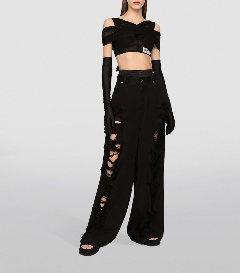 KIM DOLCE&GABBANA Distressed High-Rise Oversized Jeans S9001-COMBINED COLOU Image 4