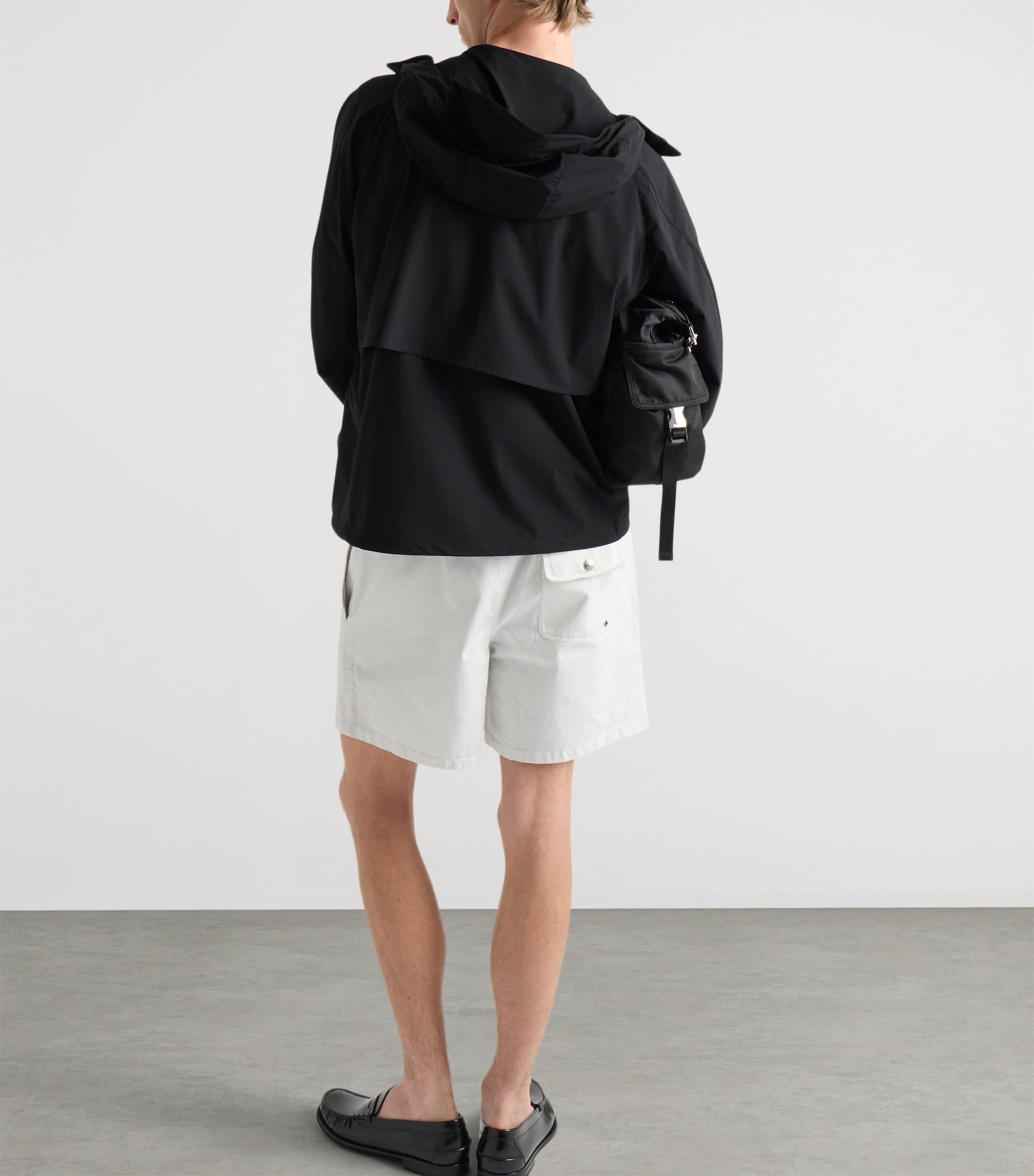 Prada Mens Re-Nylon Hooded Jacket Black Image 6
