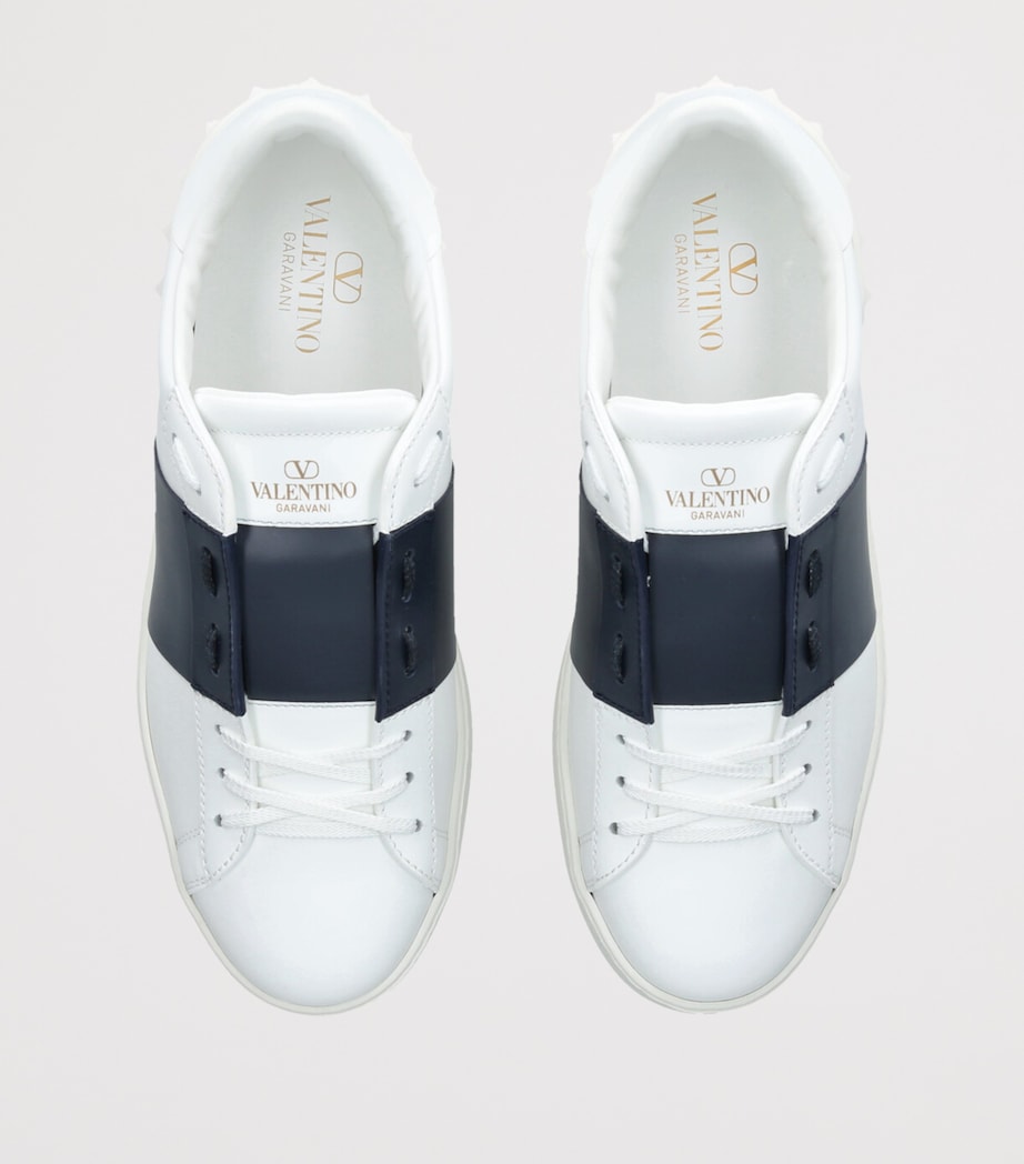 Leather Open Sneakers WHITE/NAVY Image 4