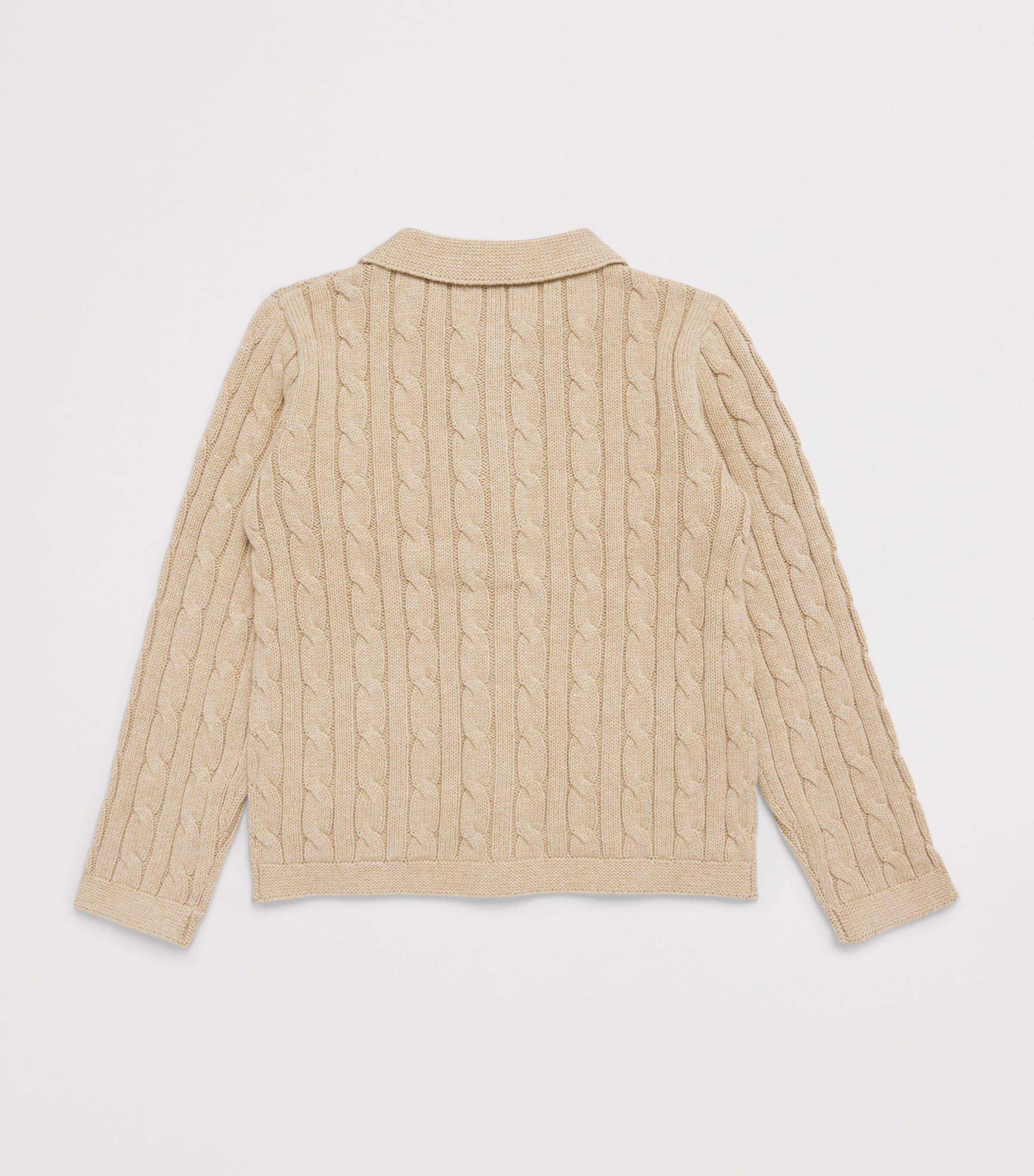Ralph Lauren Kids Cotton Cable-Knit Cardigan (7-14 Years) Tan Heather Image 2