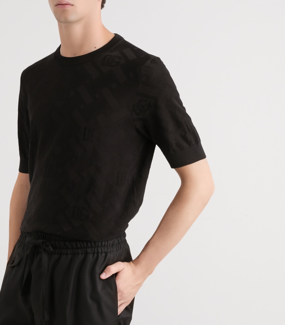 Dolce&Gabbana Mens Silk Jacquard T-Shirt Black Image 5