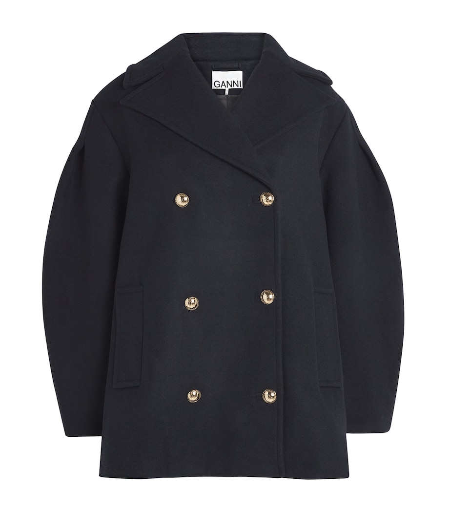 Recycled Wool-Blend Midi Pea Coat 683 SKY CAPTAIN Image 1
